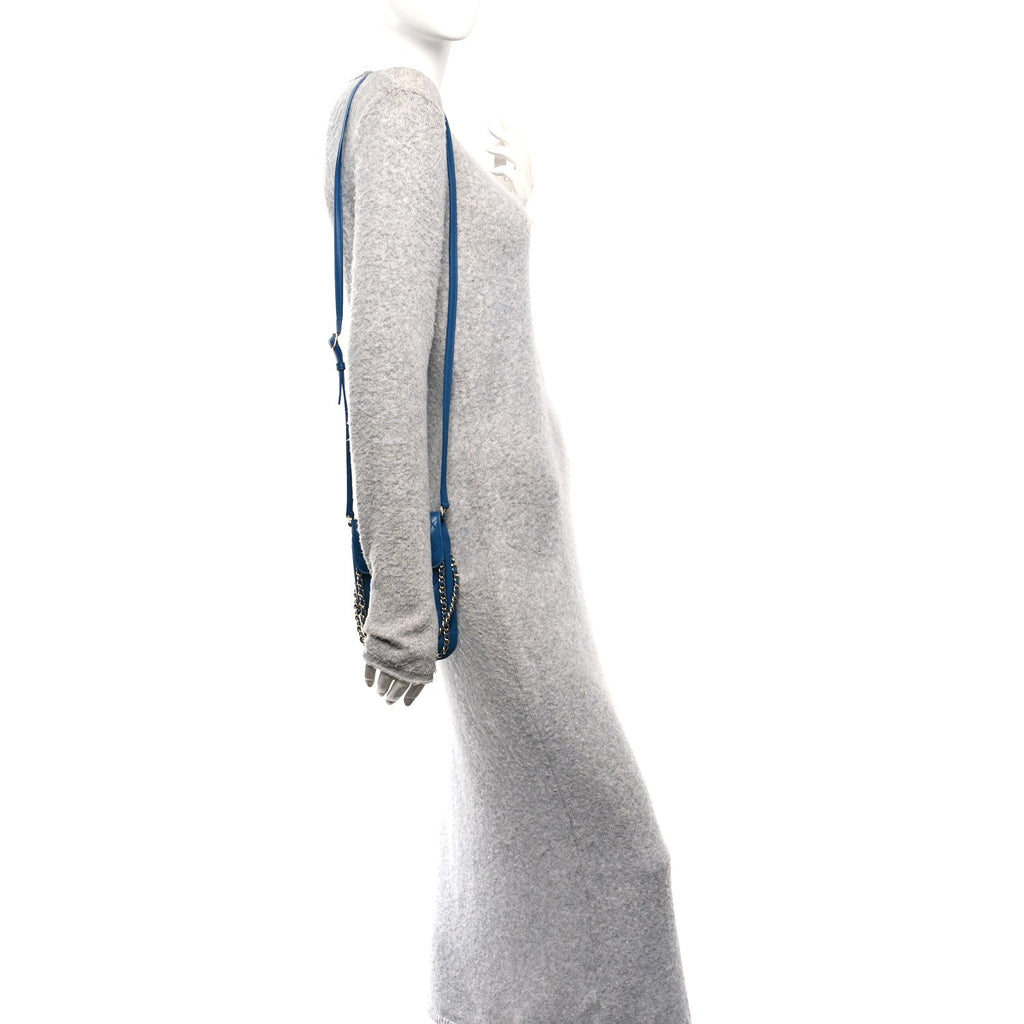 Lambskin Quilted Chain Phone Holder Blue