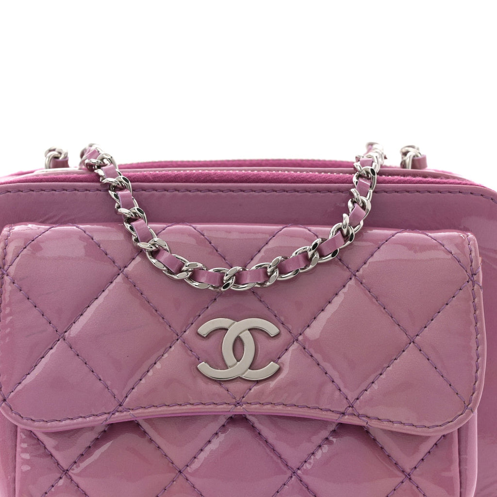 Chanel Patent Quilted Small Pocket Box Camera Case Purple