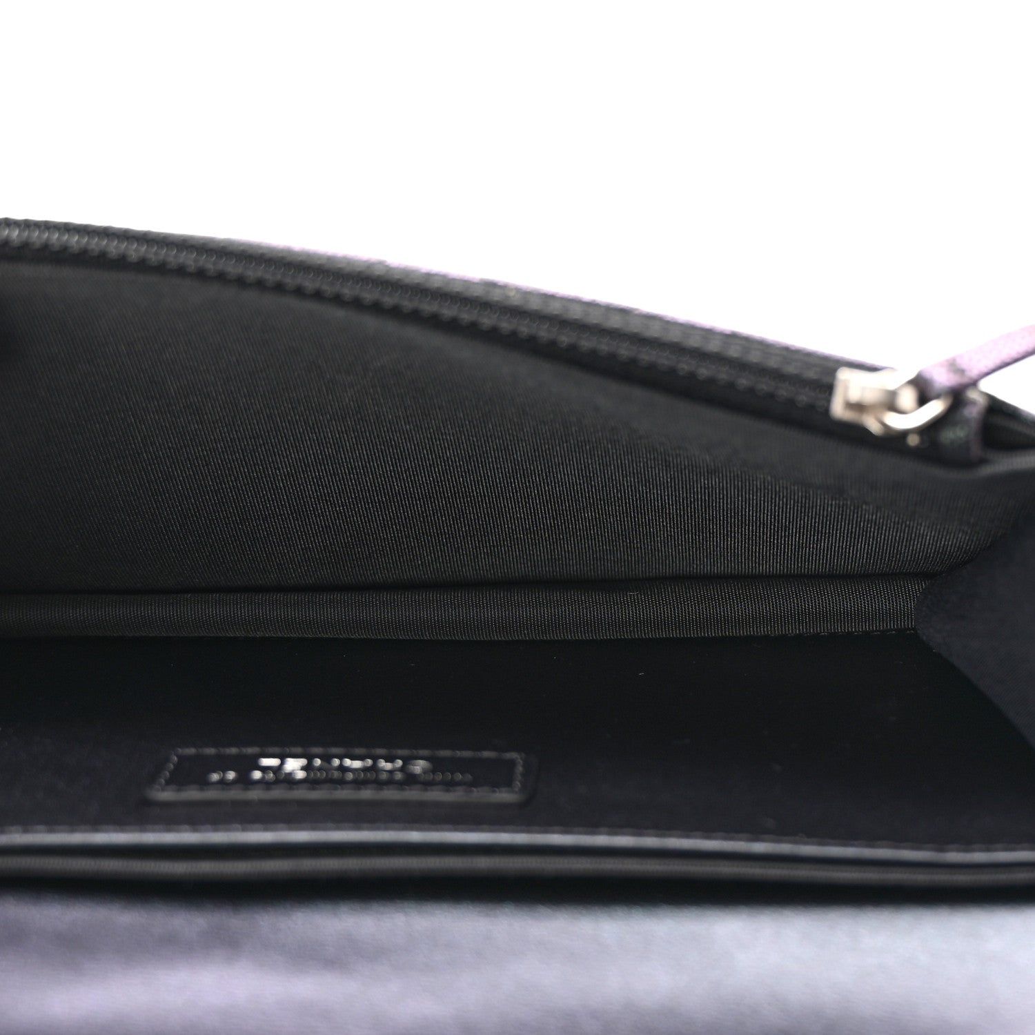 Iridescent Caviar Quilted Classic Pouch Clutch Black