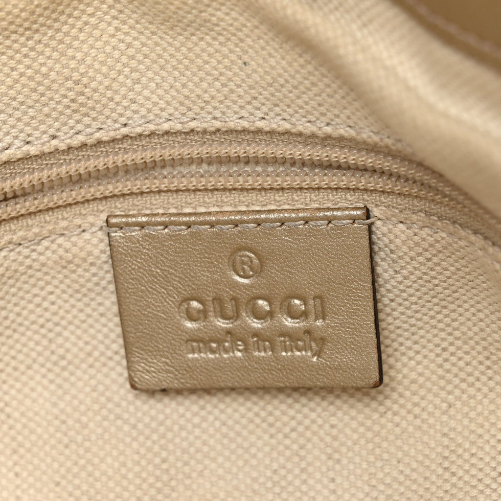 Gucci Metallic Monogram Large Sukey Top Handle Bag Beige Gold