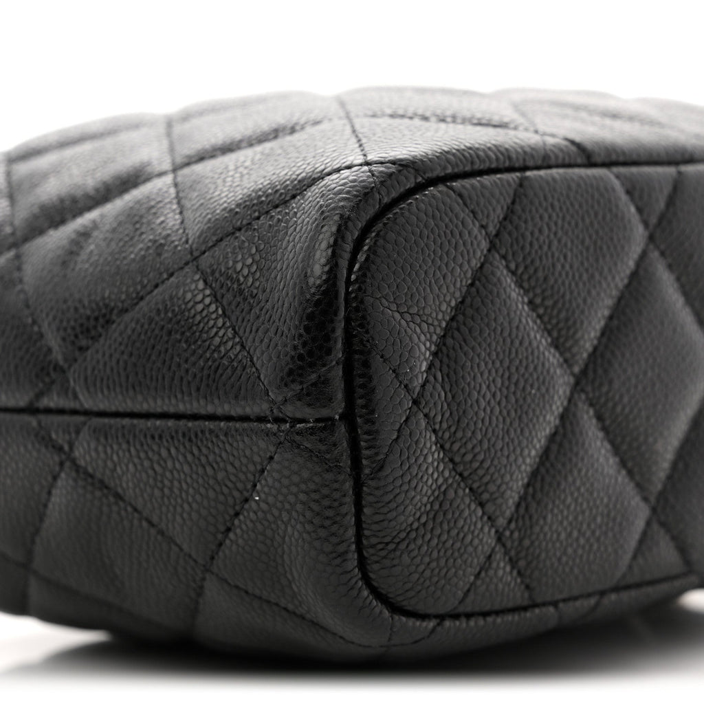 Chanel Caviar Quilted Hobo Clutch With Chain  Black