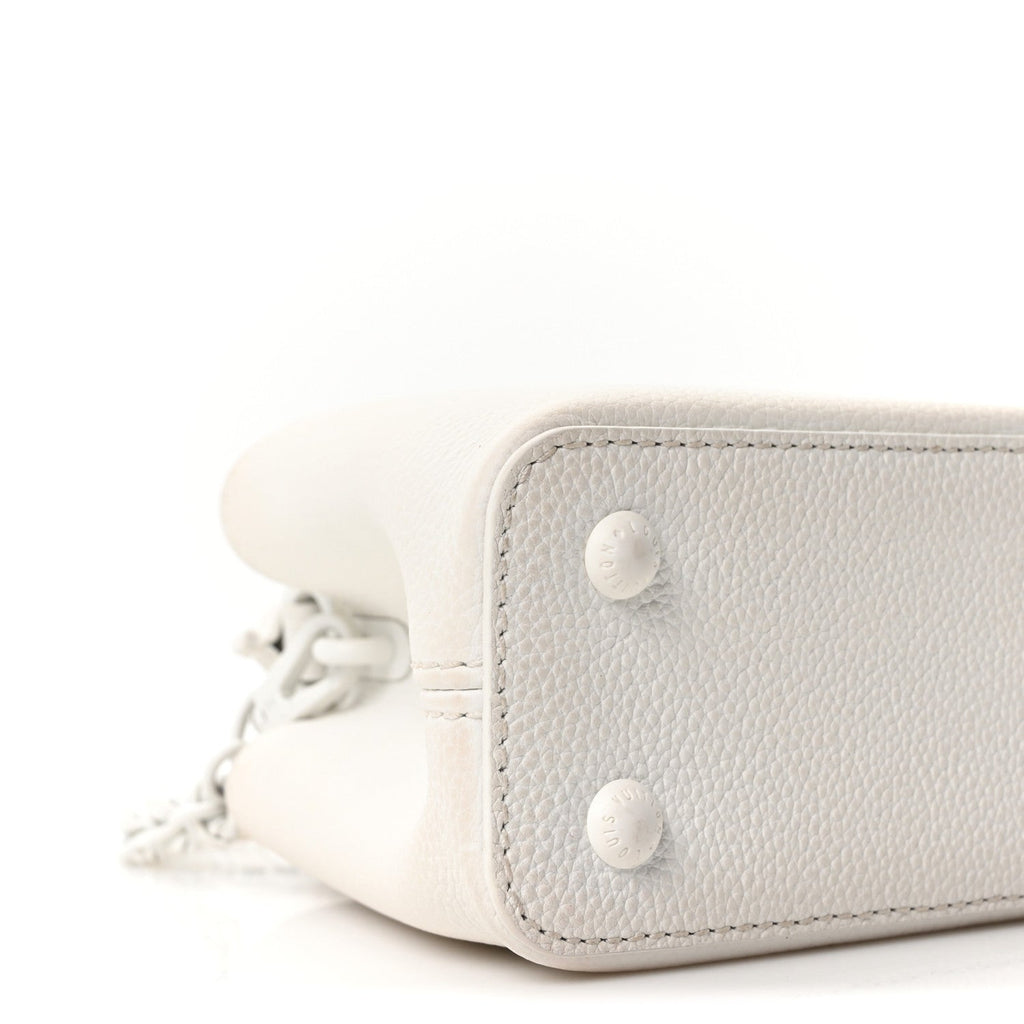 Louis Vuitton Taurillon Capucines East West Mini Optic White