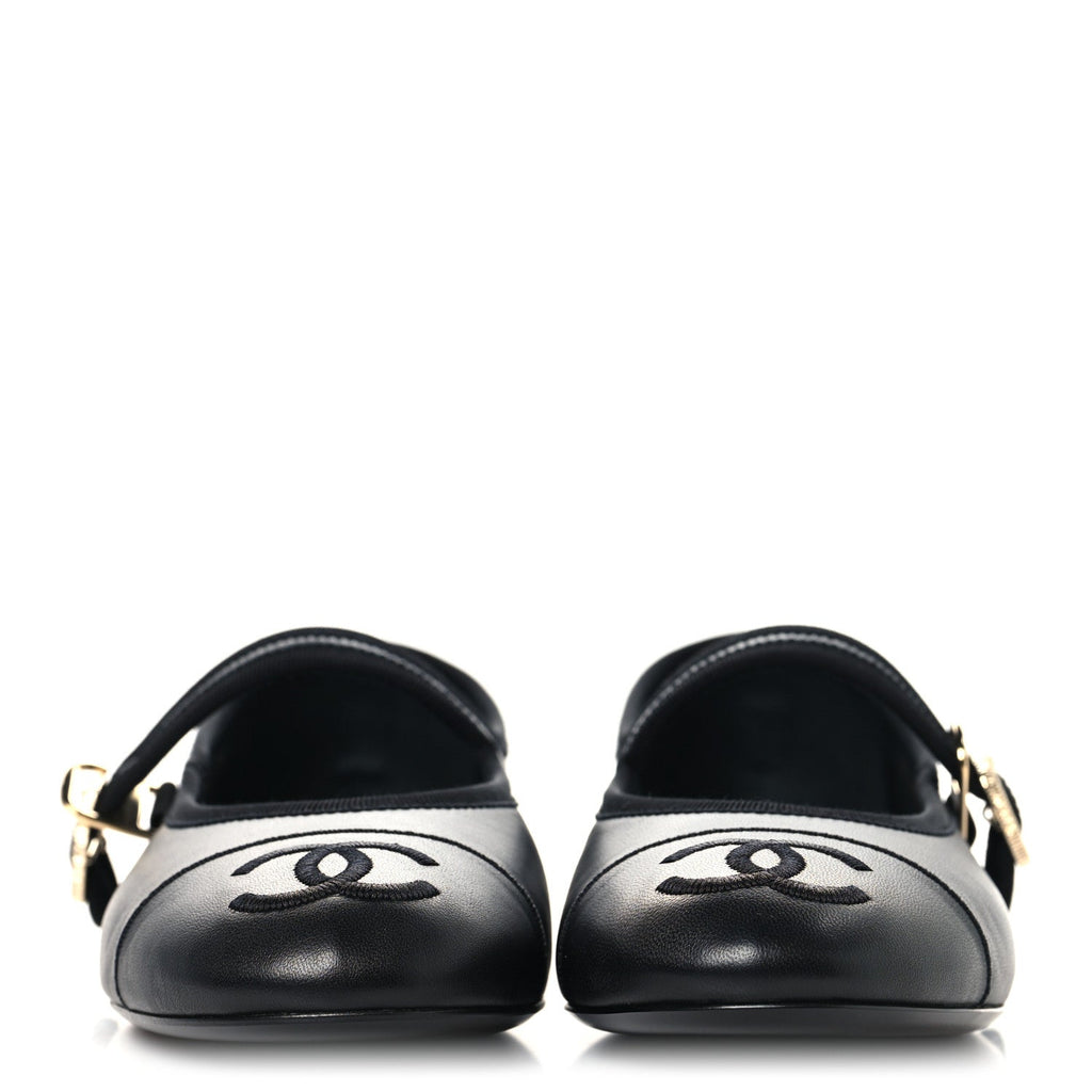 Lambskin Mary Jane Flats 37.5 Black