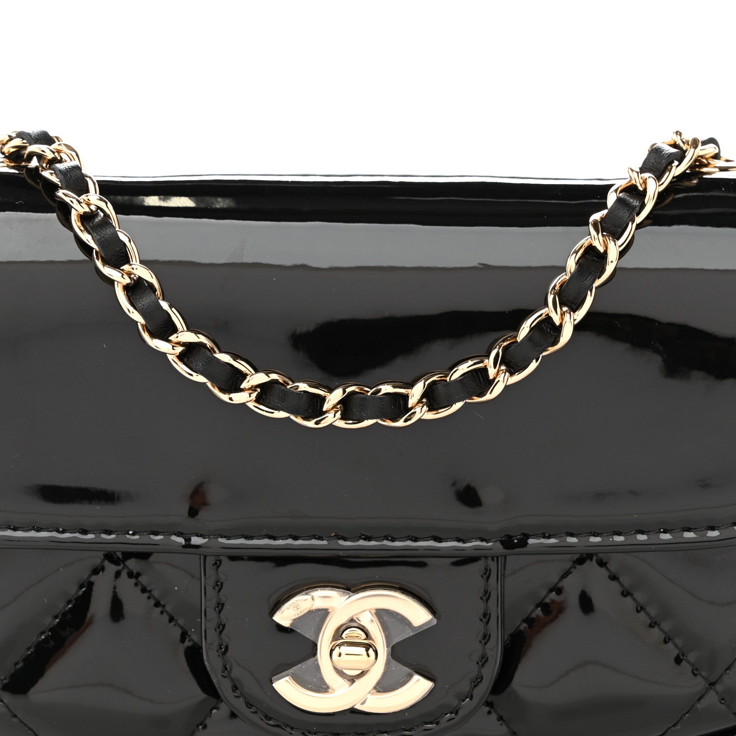 Chanel Patent Calfskin Quilted Mini Clutch Black