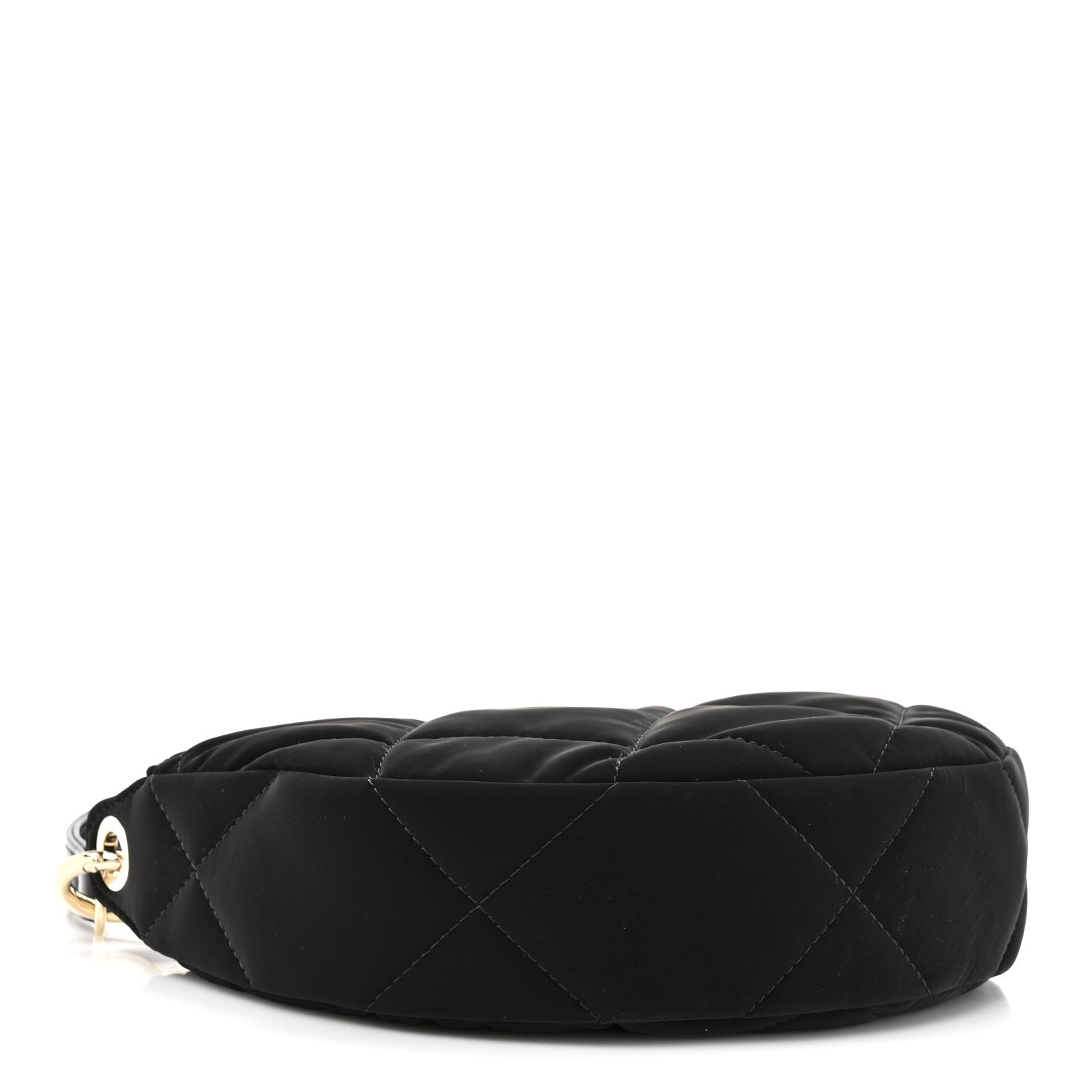 Chanel Velvet Effect Nylon Shiny Crumpled Calfskin Coco Neige Quilted Clutch With Chain Black