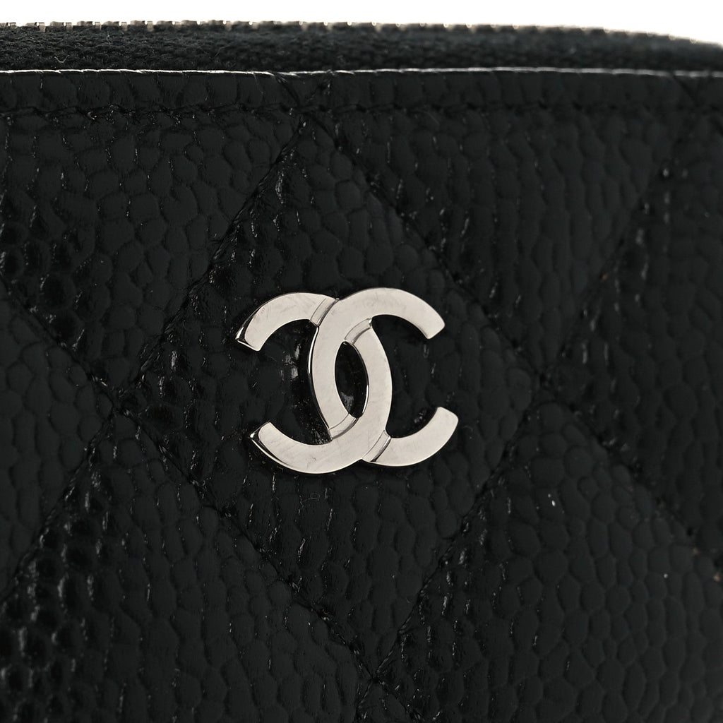 Caviar Quilted Zip Coin Purse Black