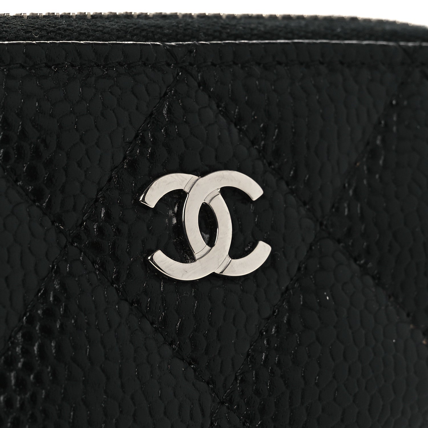 Caviar Quilted Zip Coin Purse Black