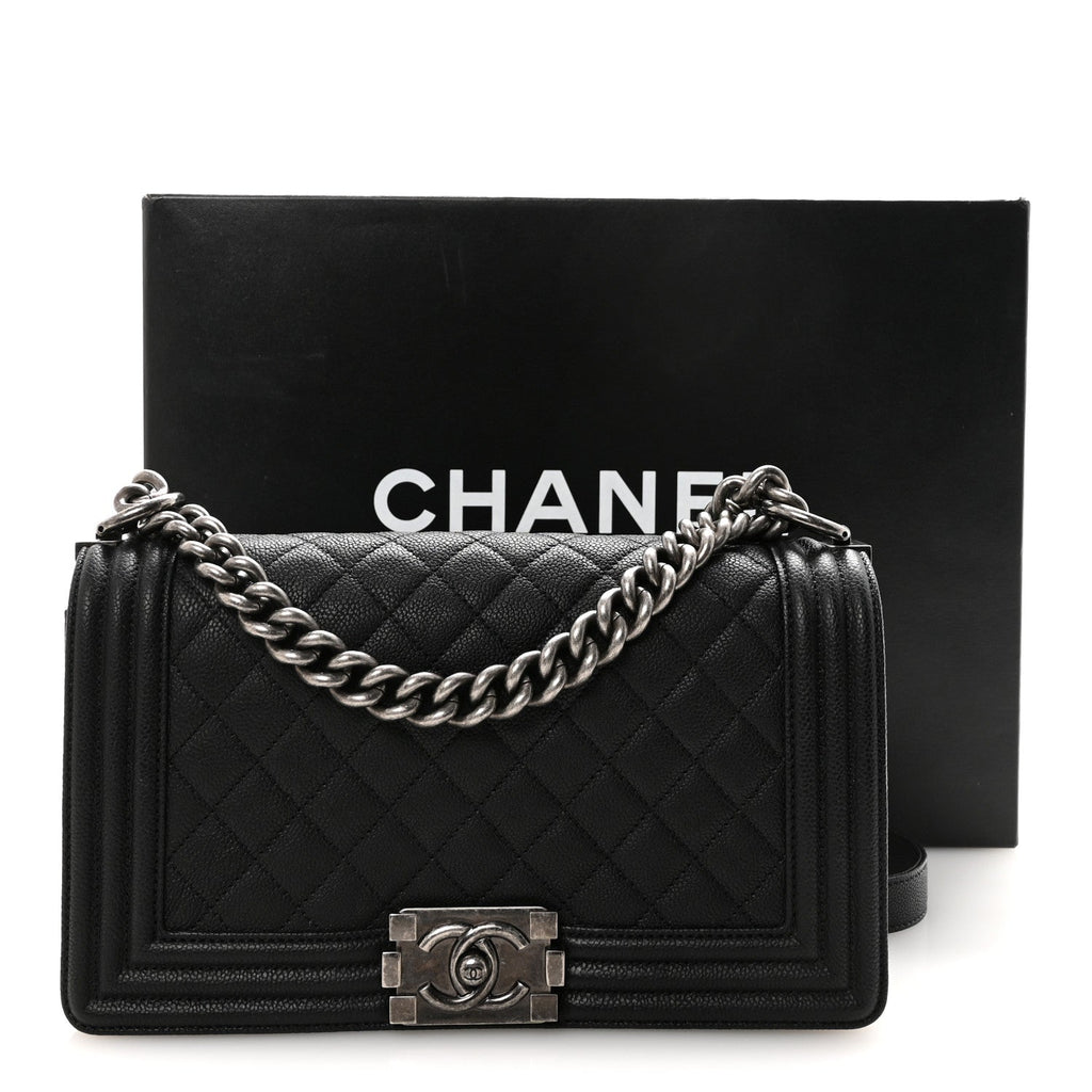 Chanel Caviar Quilted Medium Boy Flap Black