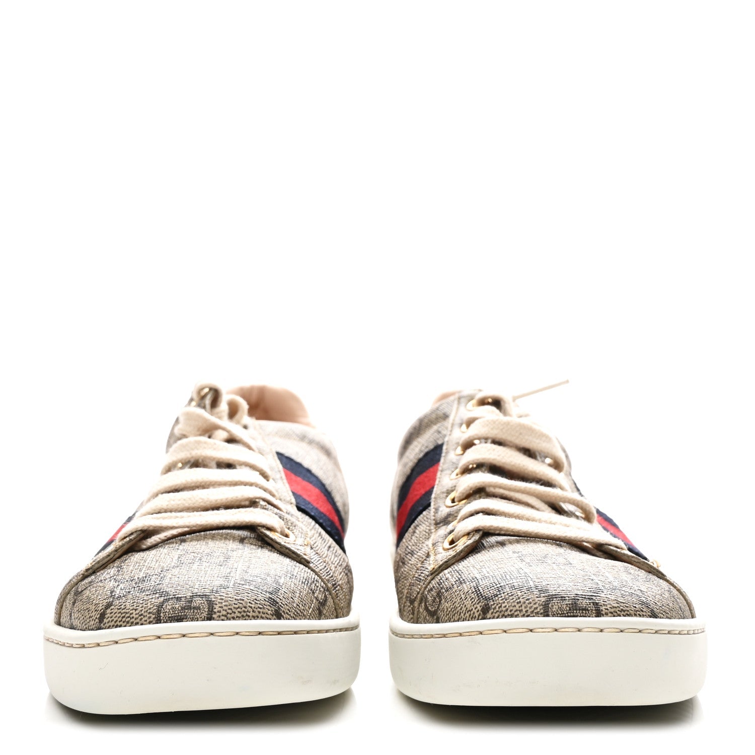 Gucci GG Supreme Monogram Womens Ace Low-Top Sneaker 37 Beige