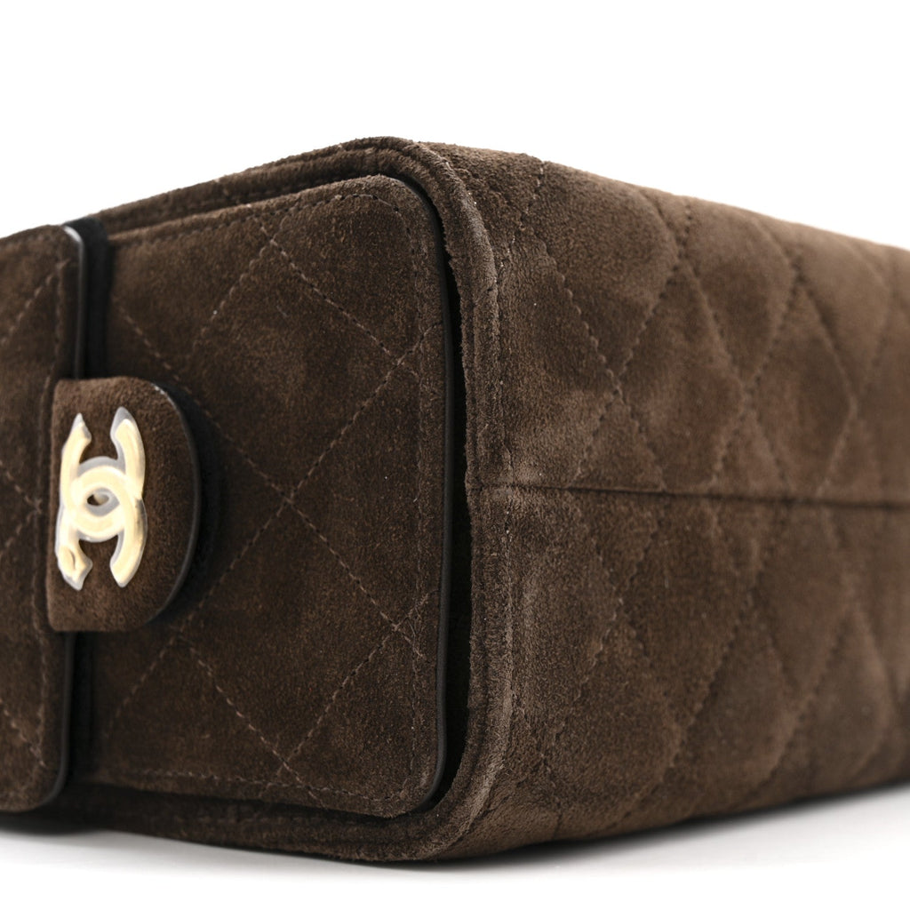 Chanel Suede Quilted Mini Chanel 25 Handbag Dark Brown