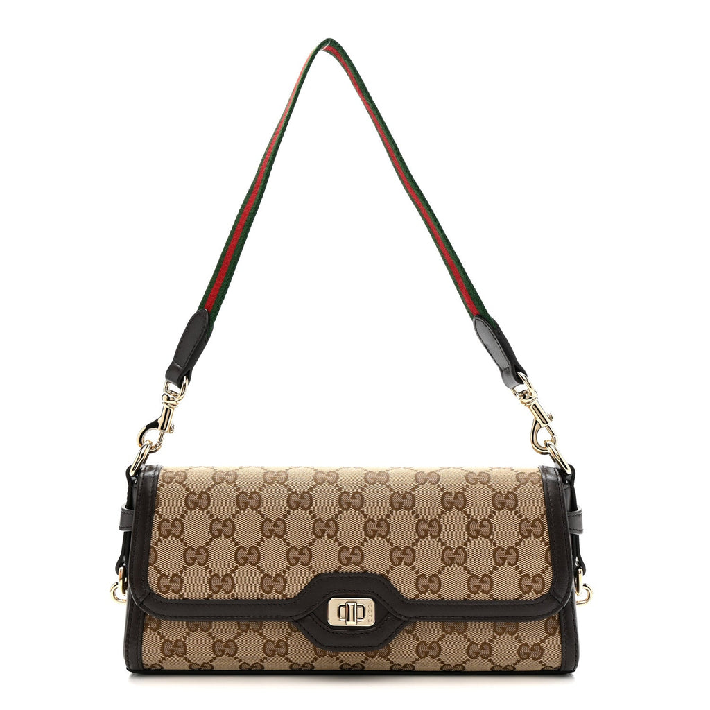 Gucci GG Monogram Small Luce Shoulder Bag Beige Ebony