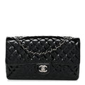 Chanel Patent Quilted Secret Label Medium Flap Black