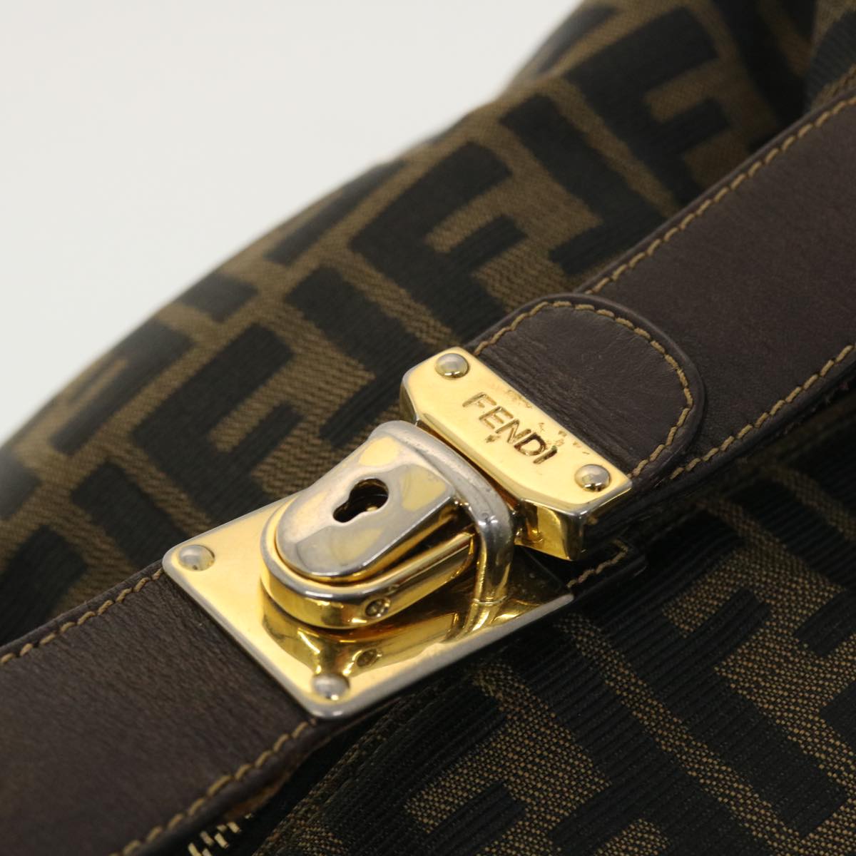 FENDI Vanity Zucca Canvas Cosmetic Pouch Black Brown  40323