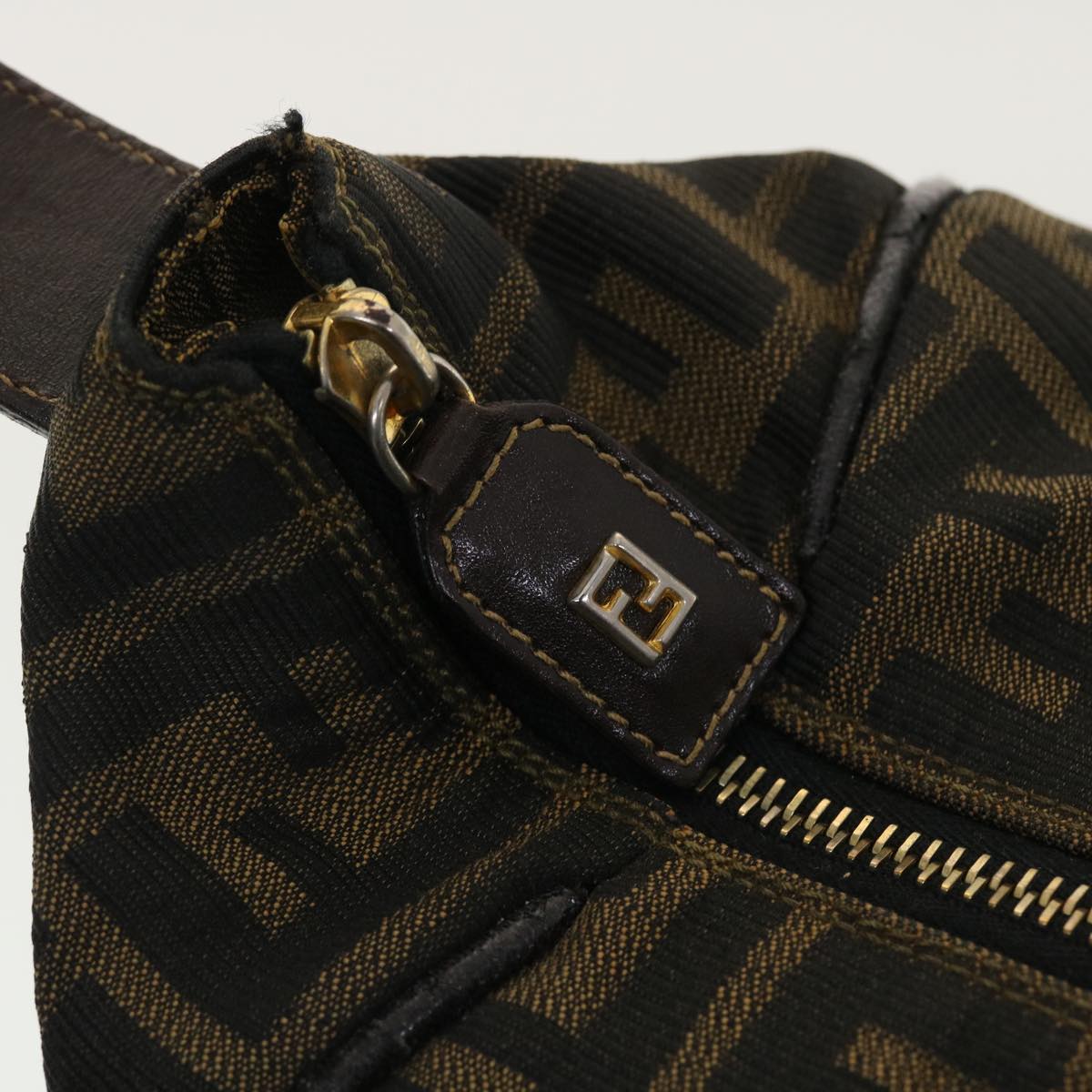 FENDI Vanity Zucca Canvas Cosmetic Pouch Black Brown  40323