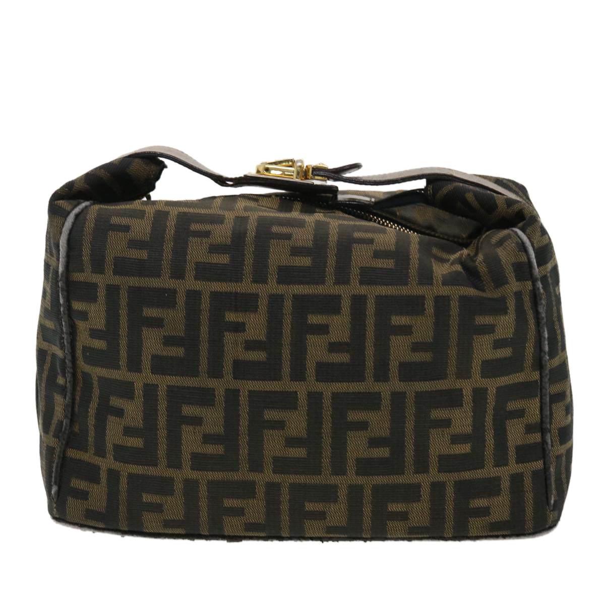 FENDI Vanity Zucca Canvas Cosmetic Pouch Black Brown  40323