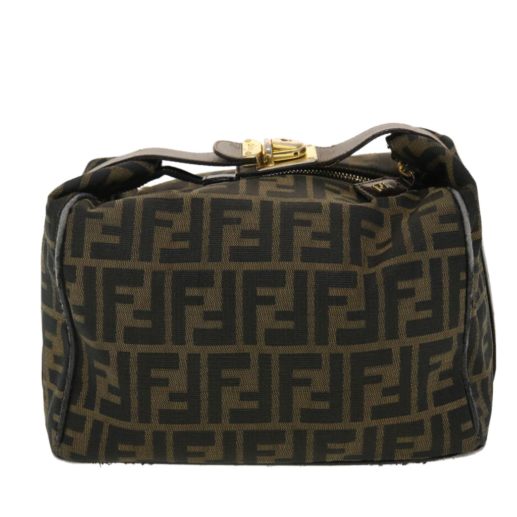 FENDI Vanity Zucca Canvas Cosmetic Pouch Black Brown  40323