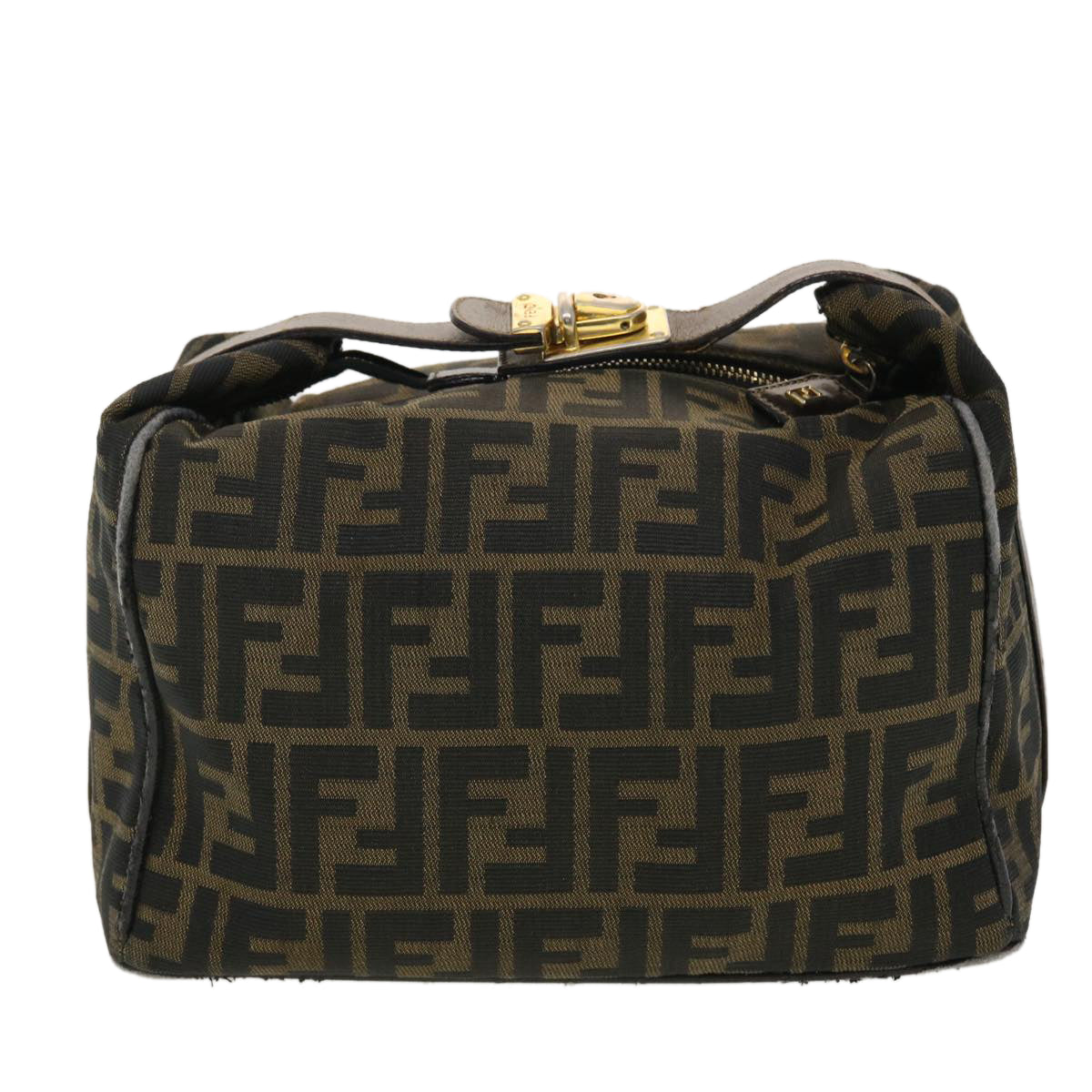 FENDI Vanity Zucca Canvas Cosmetic Pouch Black Brown  40323