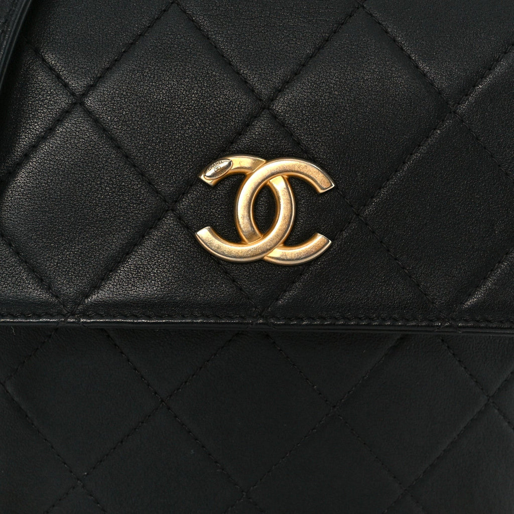 Chanel Calfskin Quilted Pearl Small About Pearls Hobo Bag Black