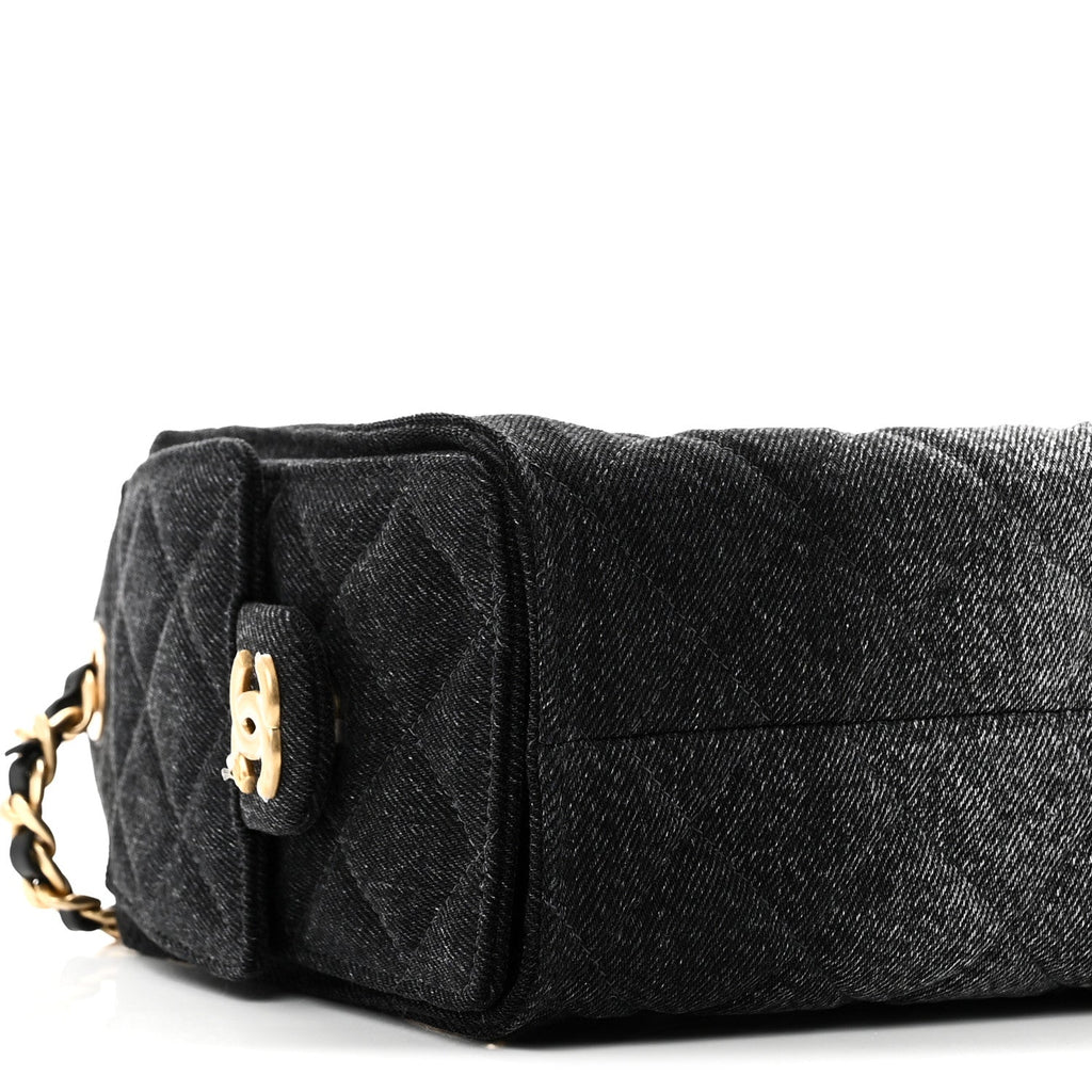 Chanel Washed Denim Quilted Mini Chanel 25 Handbag Black
