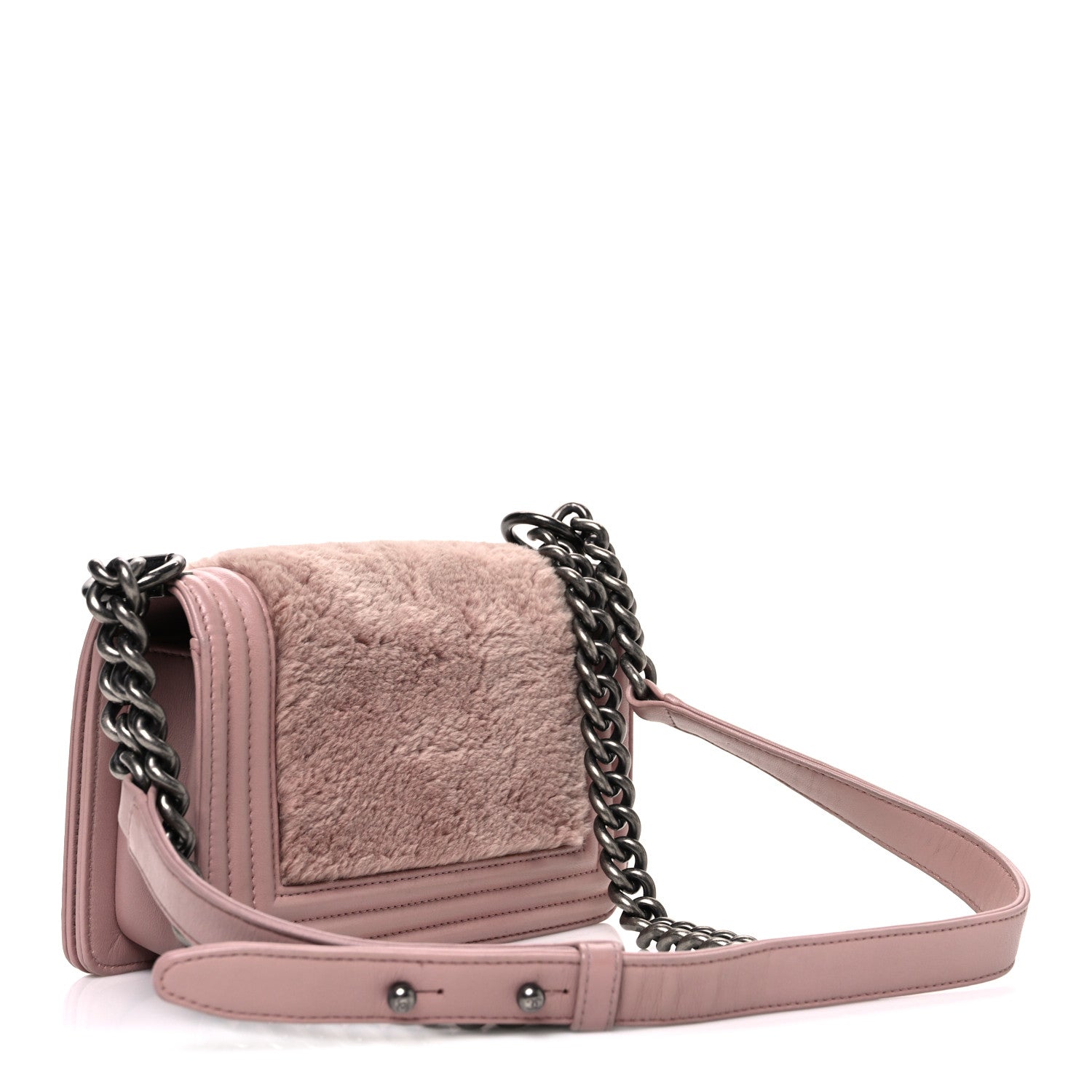 Chanel Fur Calfskin Small Boy Flap Pink