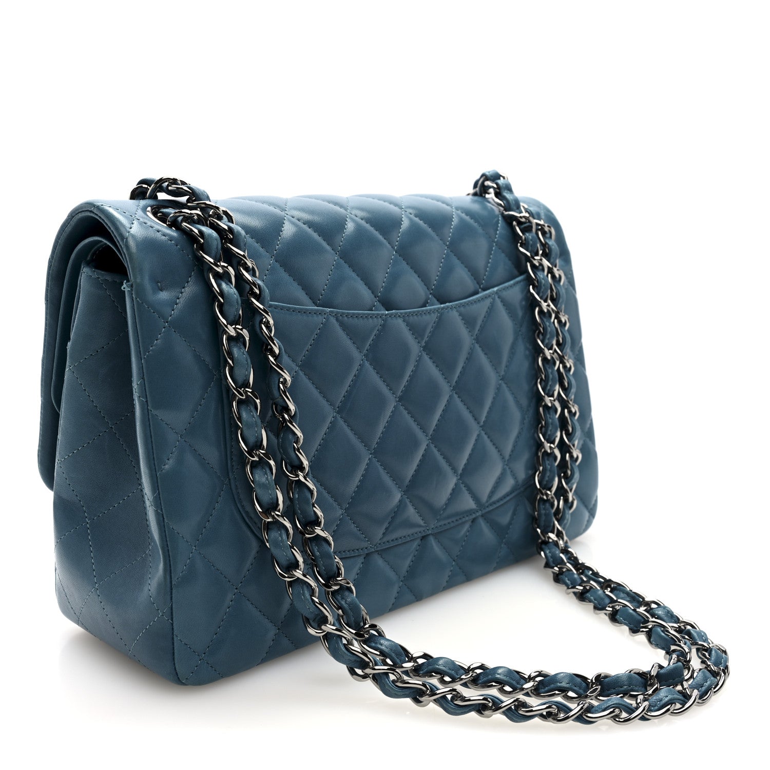 Chanel Lambskin Quilted Jumbo Double Flap Turquoise