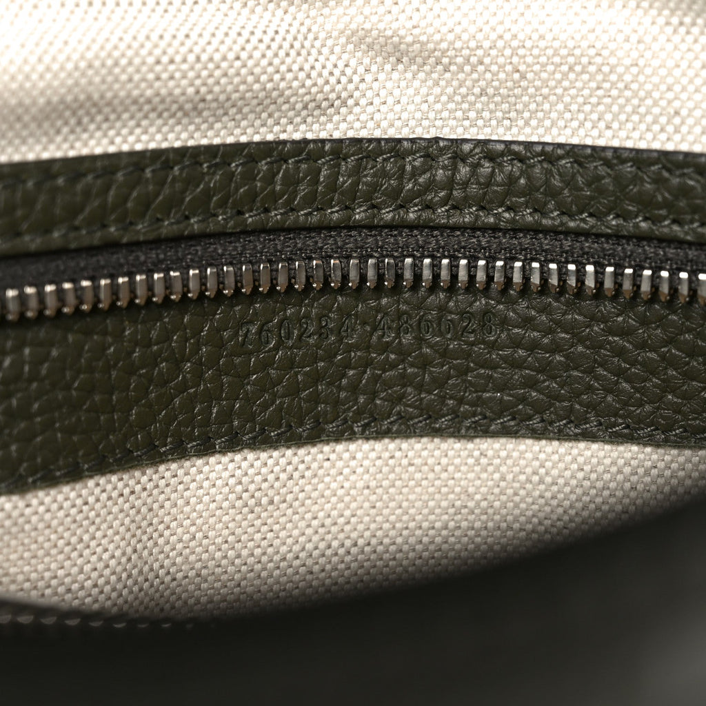Gucci Piuma Calfskin Jumbo GG Embossed Double Buckle Medium Messenger Bag Dark Vintage Olive