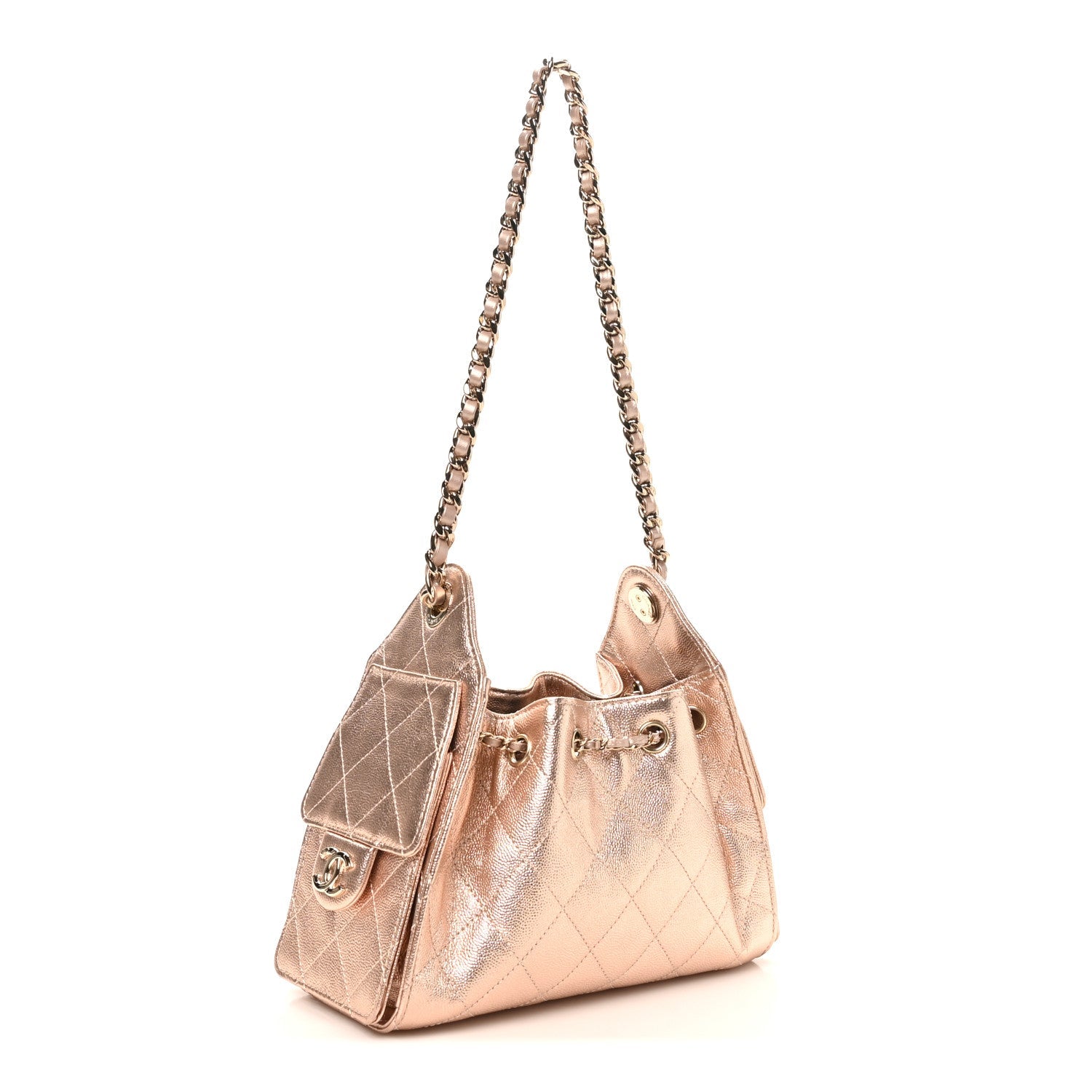 Chanel Metallic Caviar Quilted Mini Chanel 25 Handbag Copper