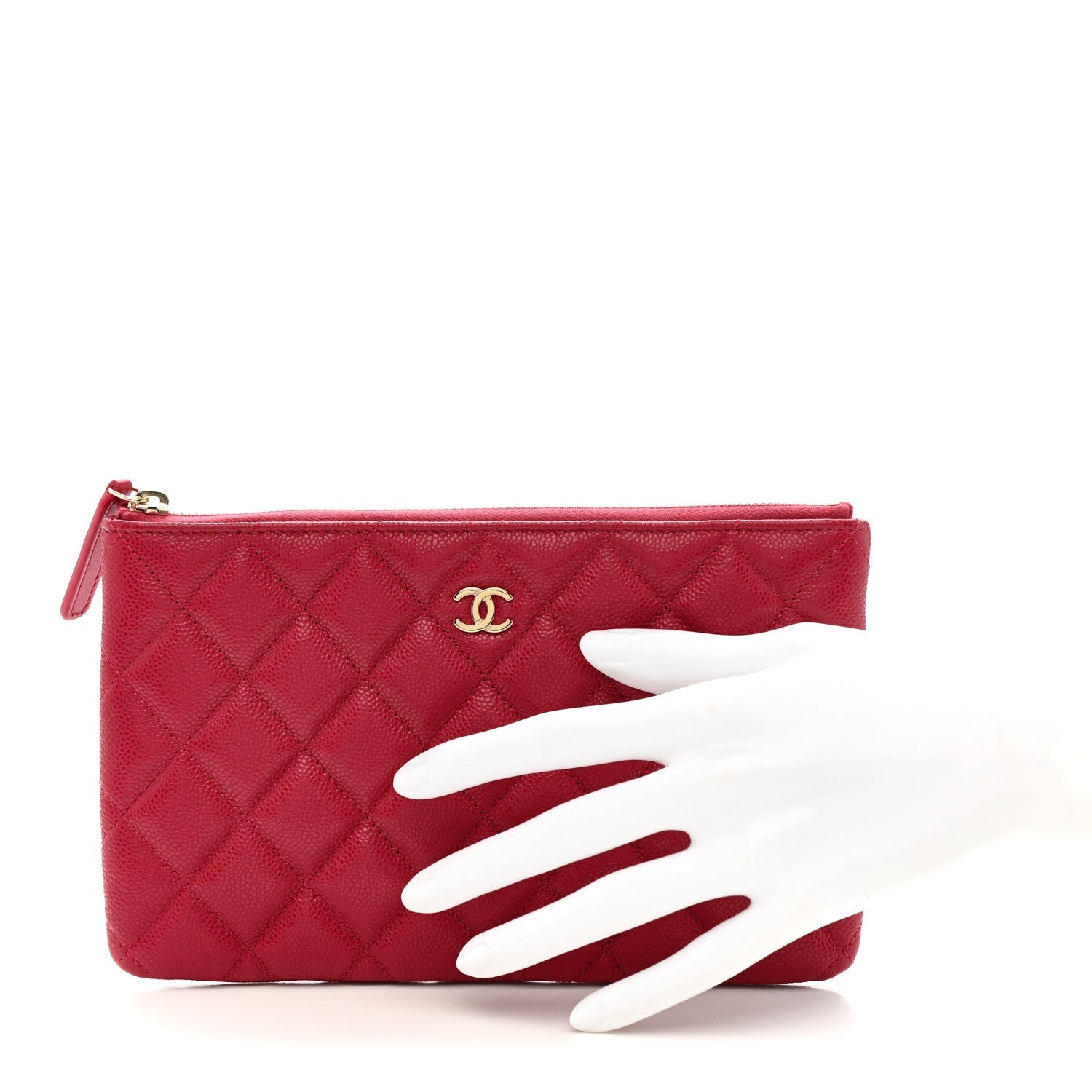 Caviar Quilted Small Zipped Pouch Pink
