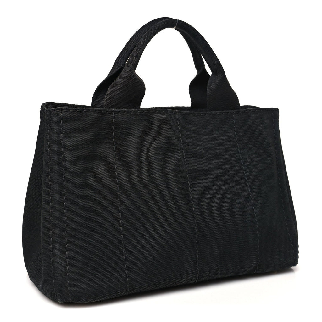Prada Denim Canapa Logo Tote Black