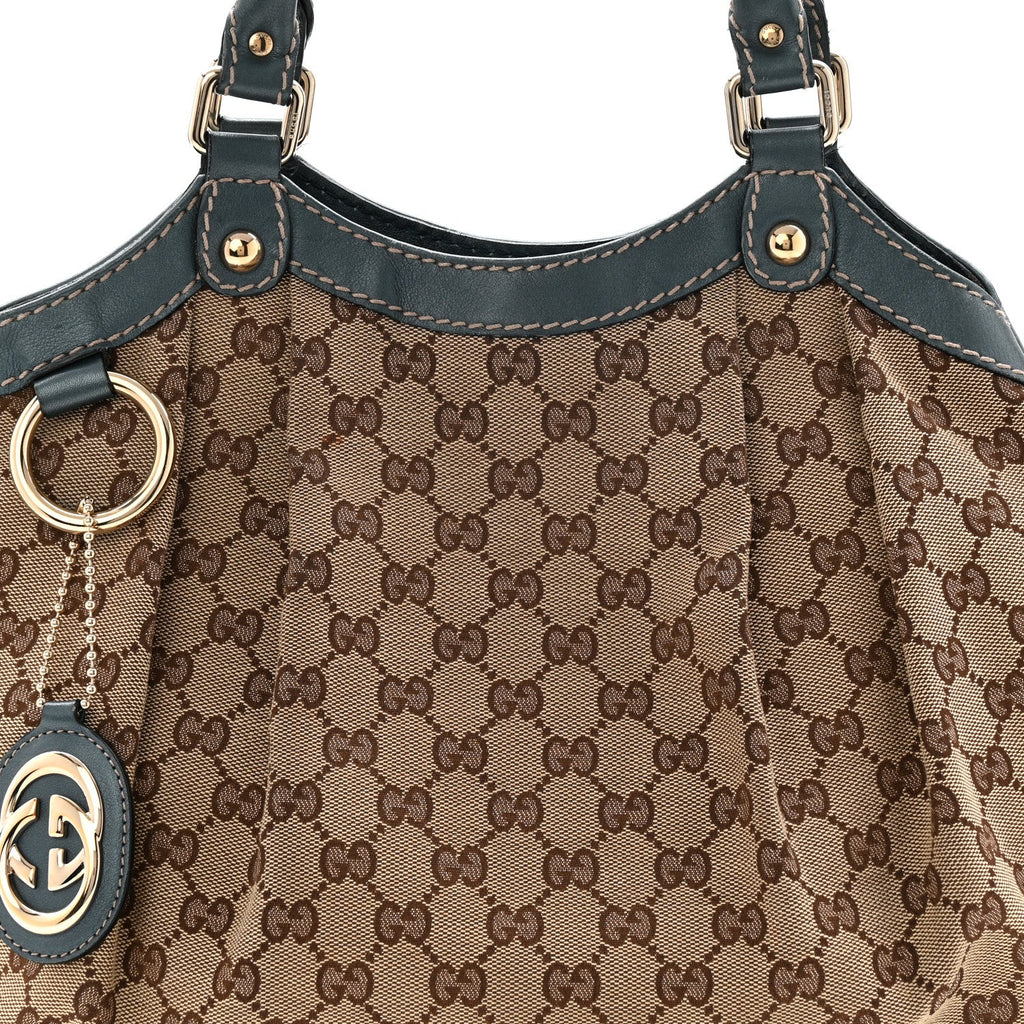 Gucci Monogram Medium Sukey Tote Metallic Blue