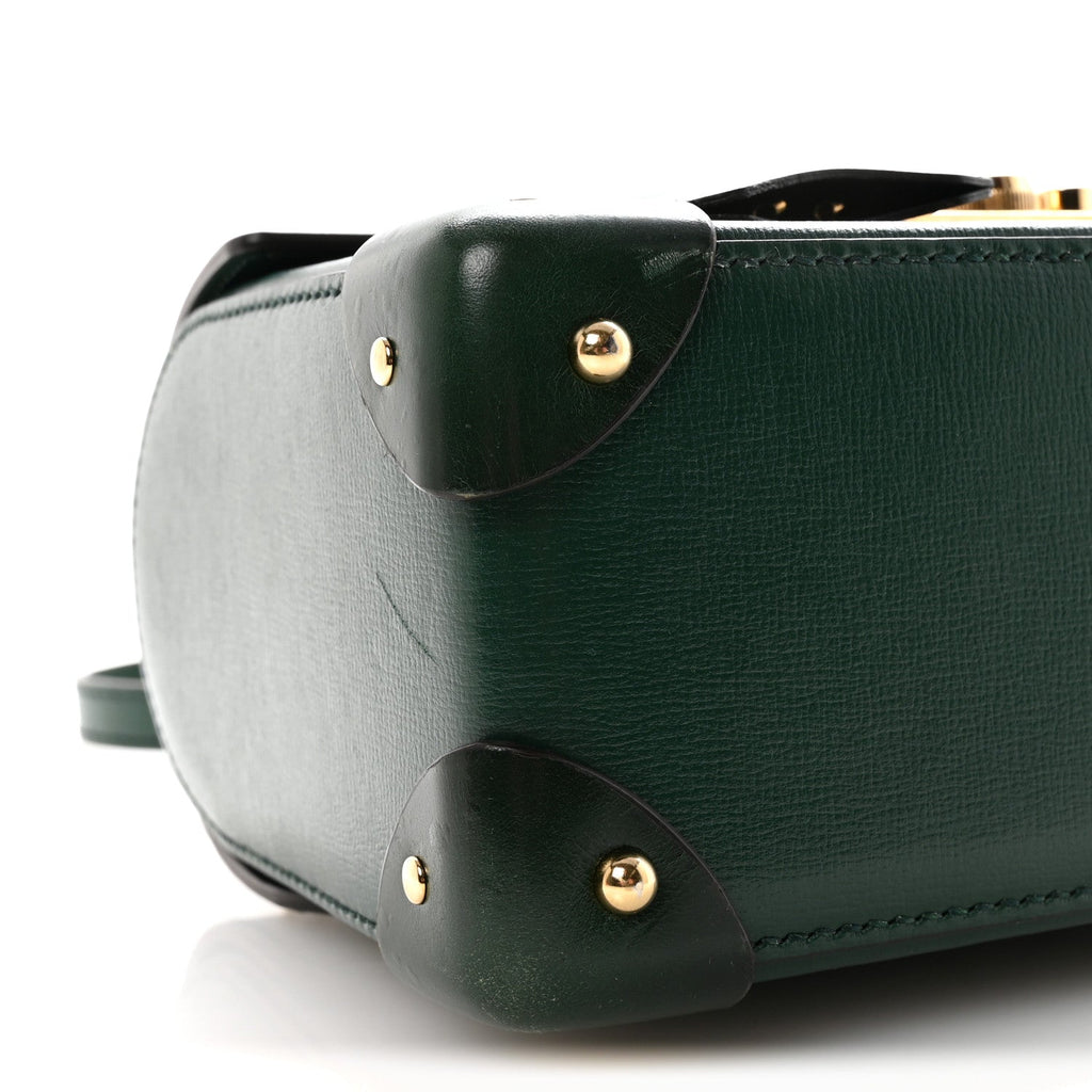 Gucci Azalea Calfskin Small Padlock Bamboo Shoulder Bag Vintage Green