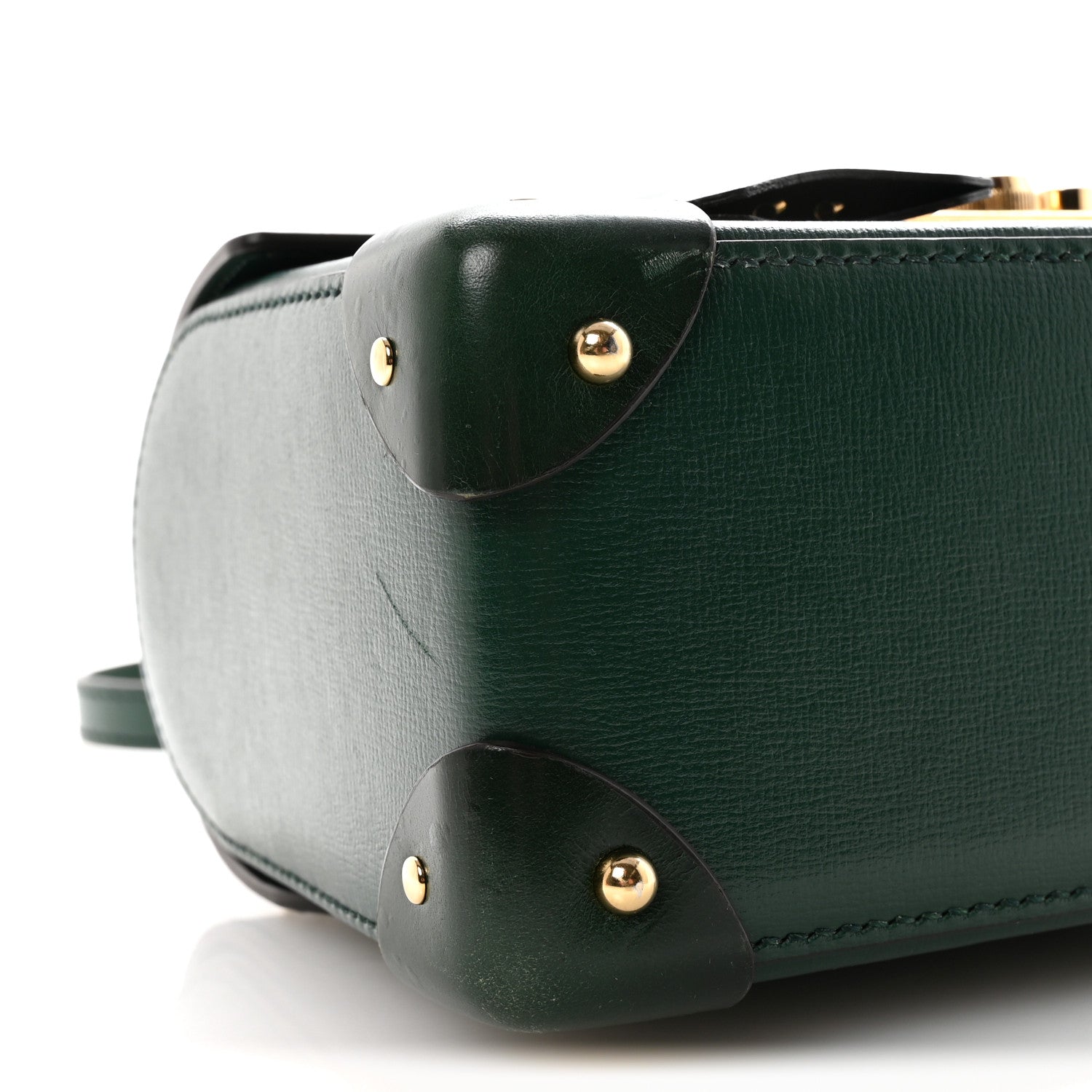 Gucci Azalea Calfskin Small Padlock Bamboo Shoulder Bag Vintage Green
