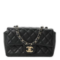 Chanel Lambskin Quilted Mini Rectangular Flap Black