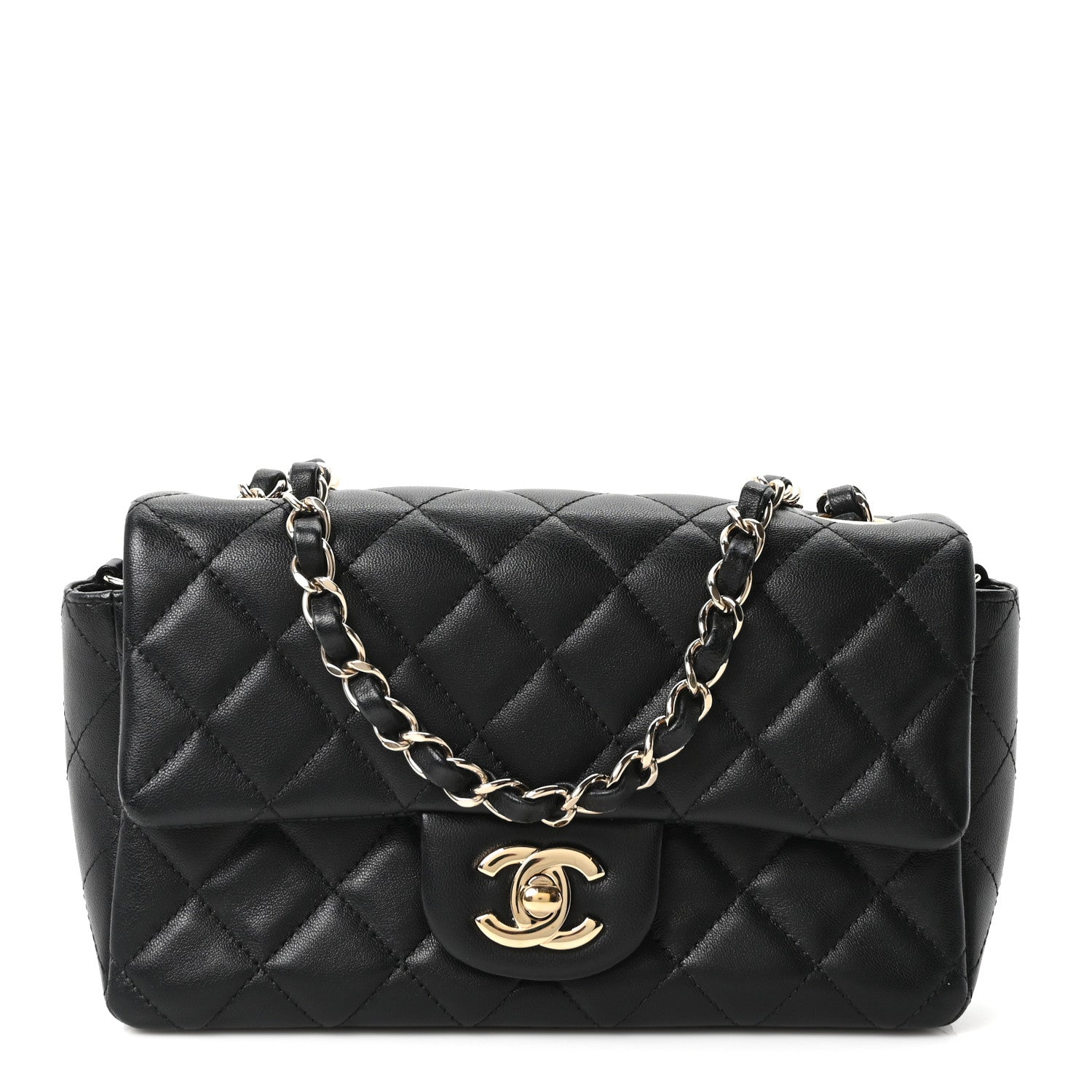 Chanel Lambskin Quilted Mini Rectangular Flap Black