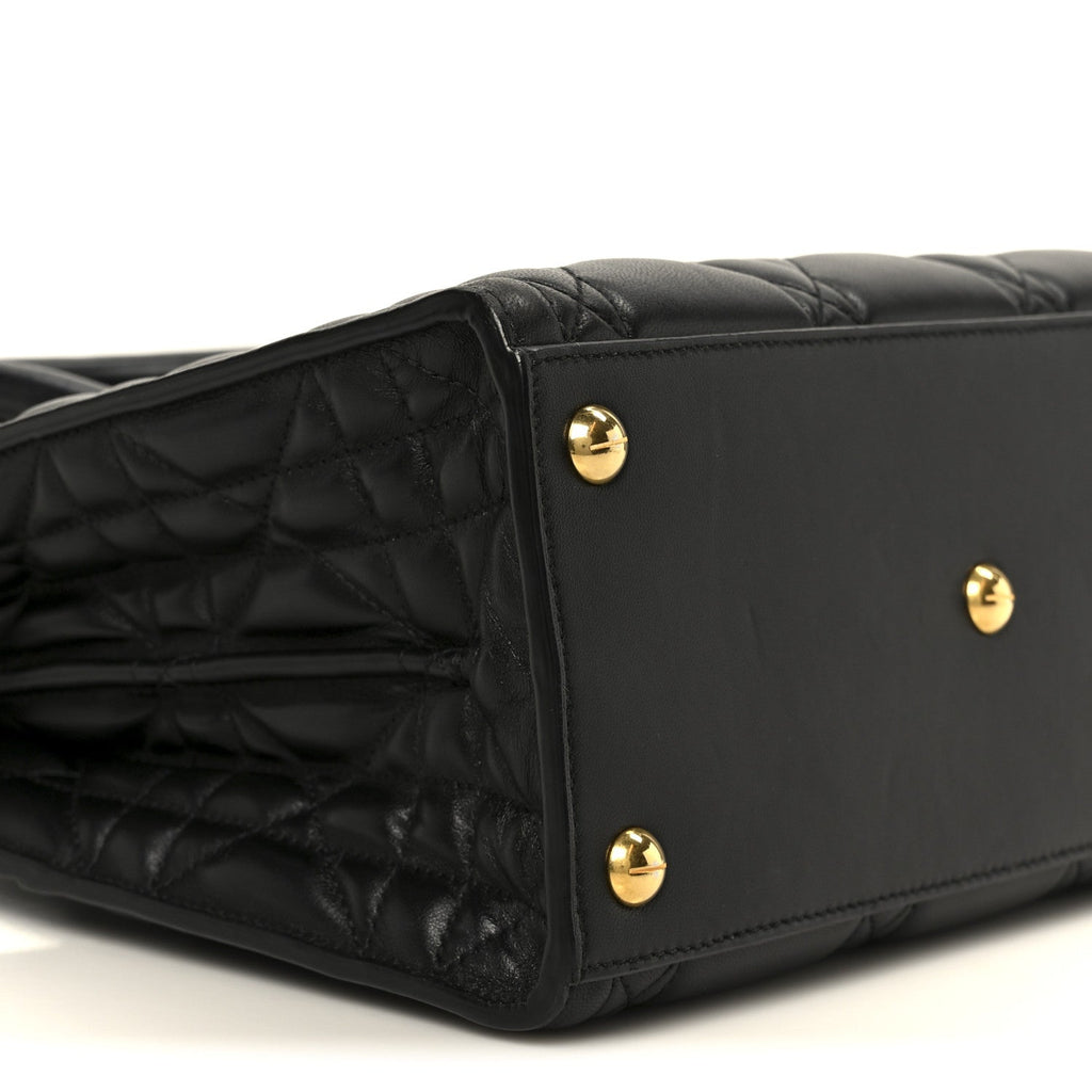 Christian Dior Calfskin Macrocannage Medium St. Honore Tote Black