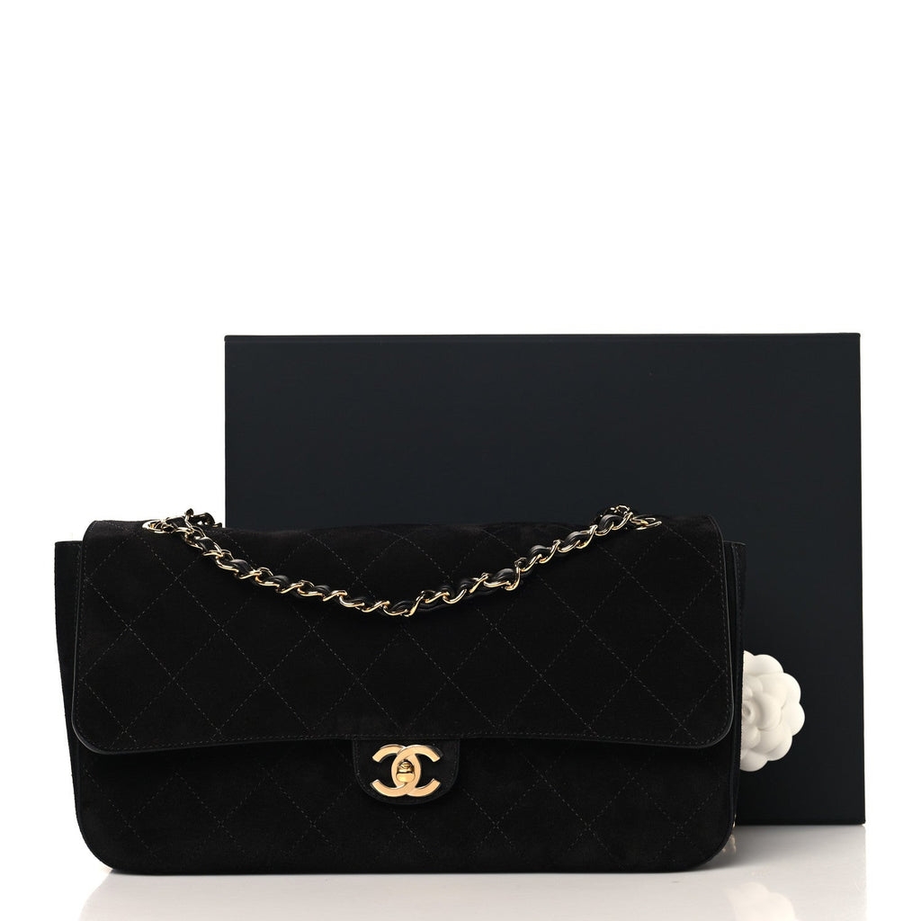Chanel Suede Calfskin Small Souplissimo Maxi Flap Black