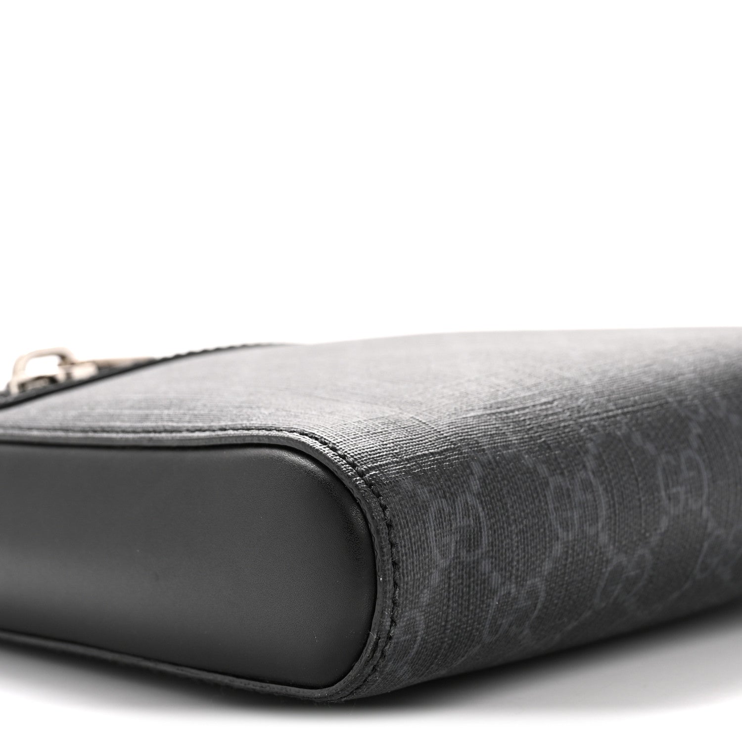 Gucci GG Supreme Monogram Web Small Flat Messenger Bag Black Grey