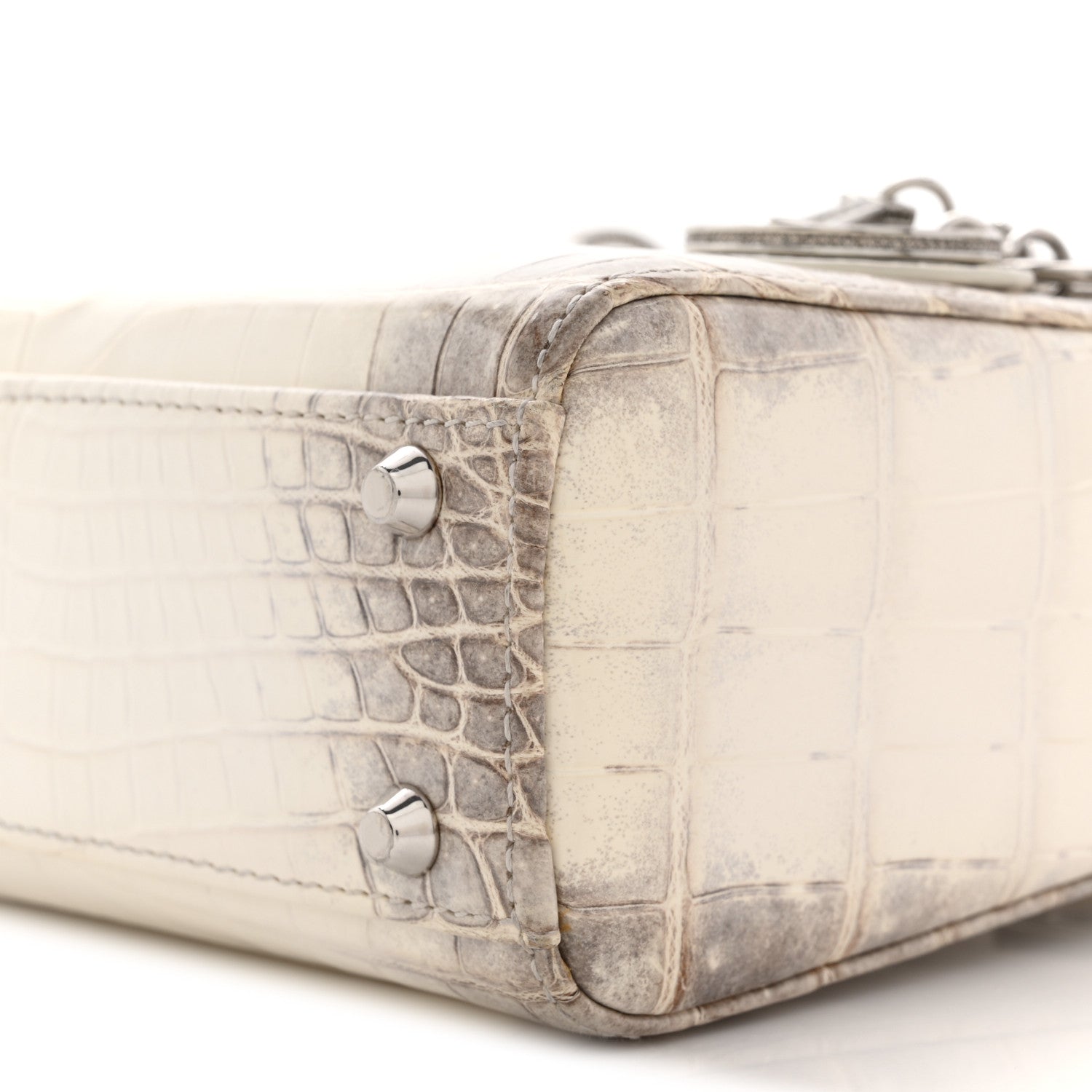 Christian Dior Niloticus Crocodile Himalaya Crystal Mini Lady Dior White
