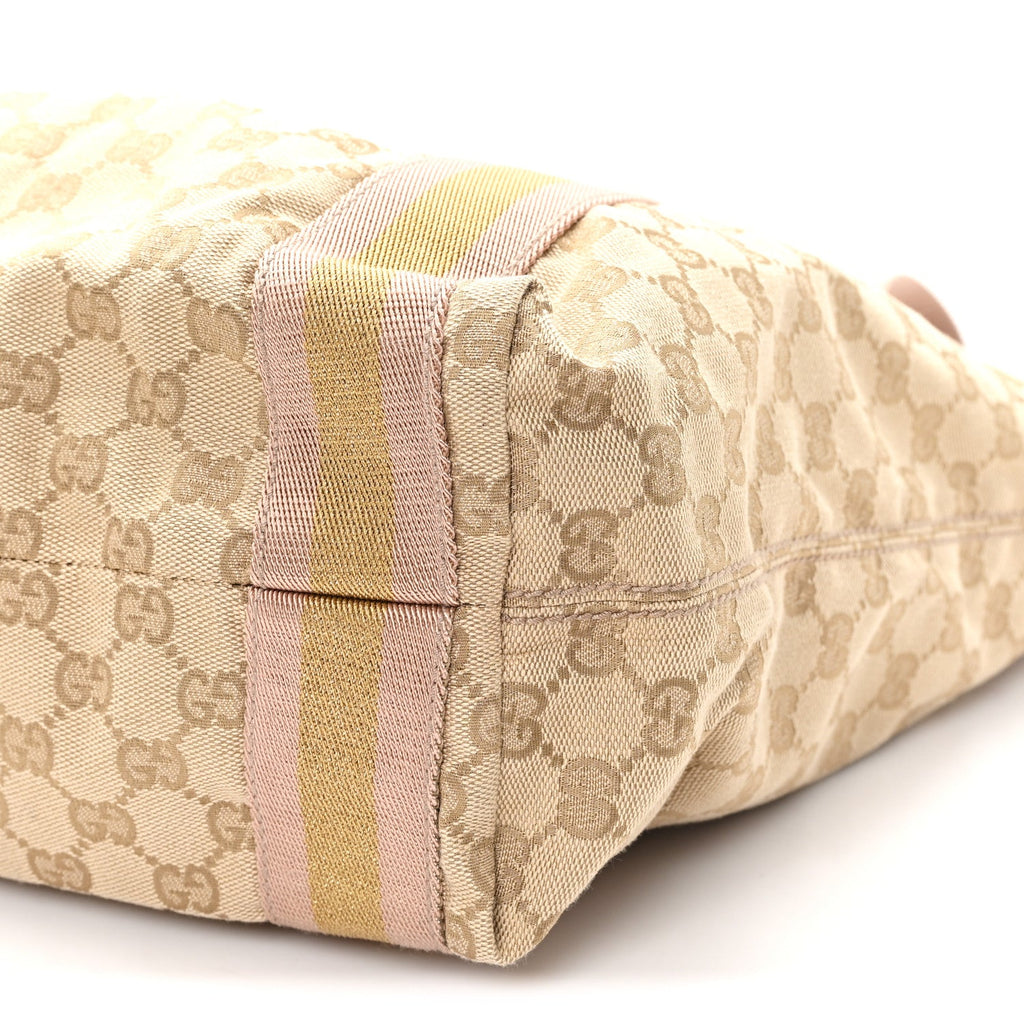 Gucci Monogram Medium Web Tote Pink Gold