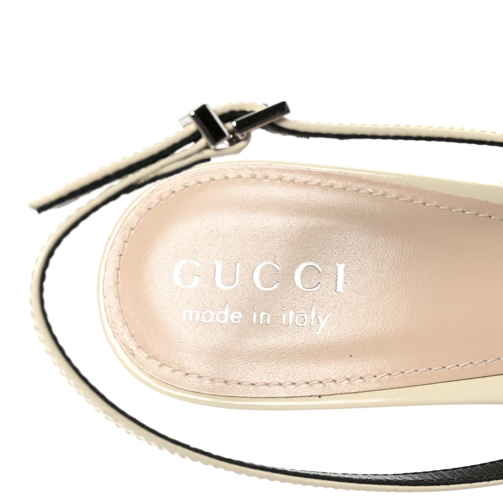 Gucci Patent Regents Slingback Pumps 38 New Ivoire