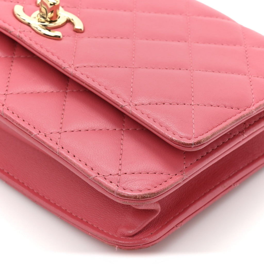 Chanel Lambskin Quilted Trendy CC Wallet On Chain WOC Bright Pink