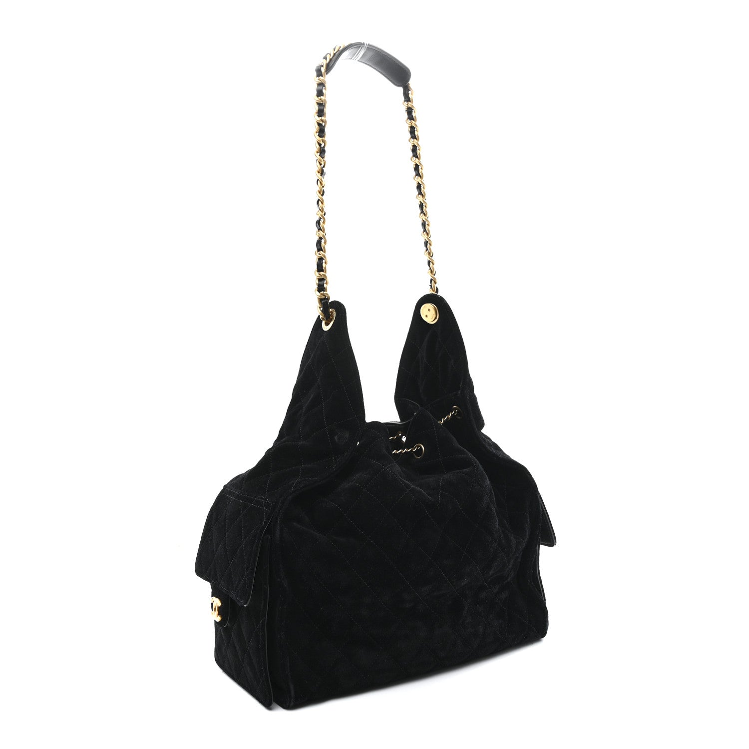 Chanel Suede Quilted Medium Chanel 25 Handbag Black