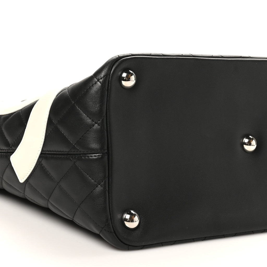 Chanel Calfskin Quilted Large Cambon Tote Black White