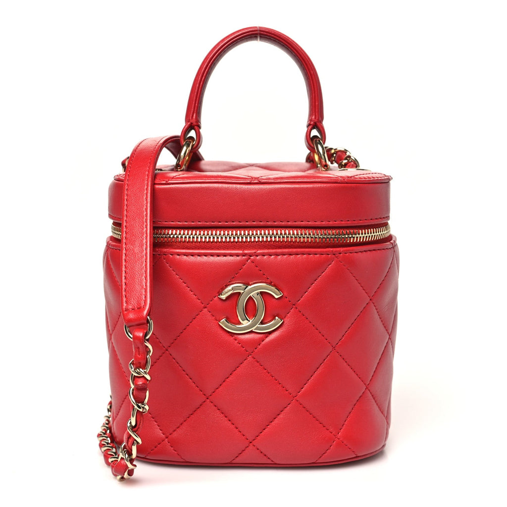 Chanel Lambskin Quilted Trendy Vanity Case Red