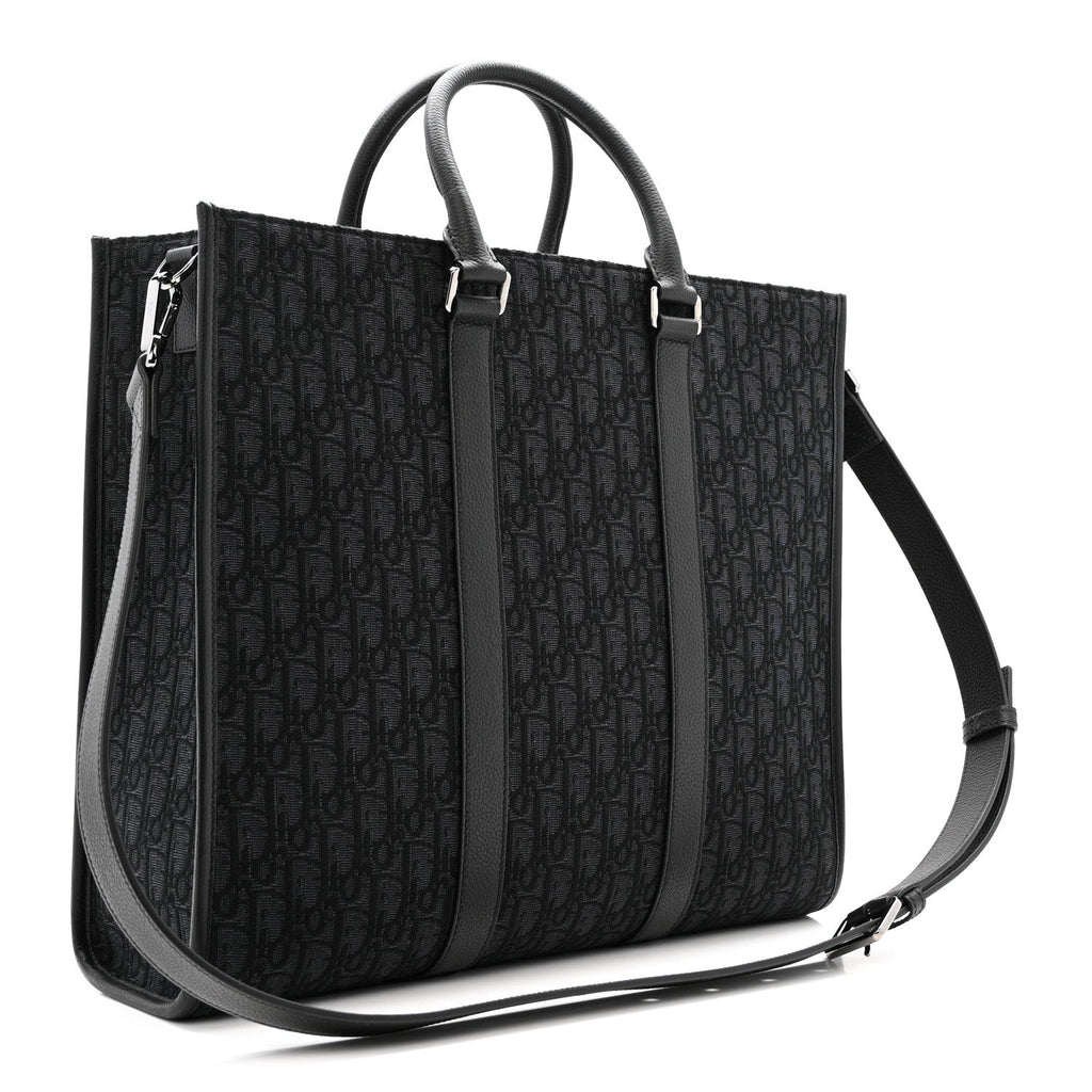 Christian Dior Oblique Grained Calfskin East West Tote Black