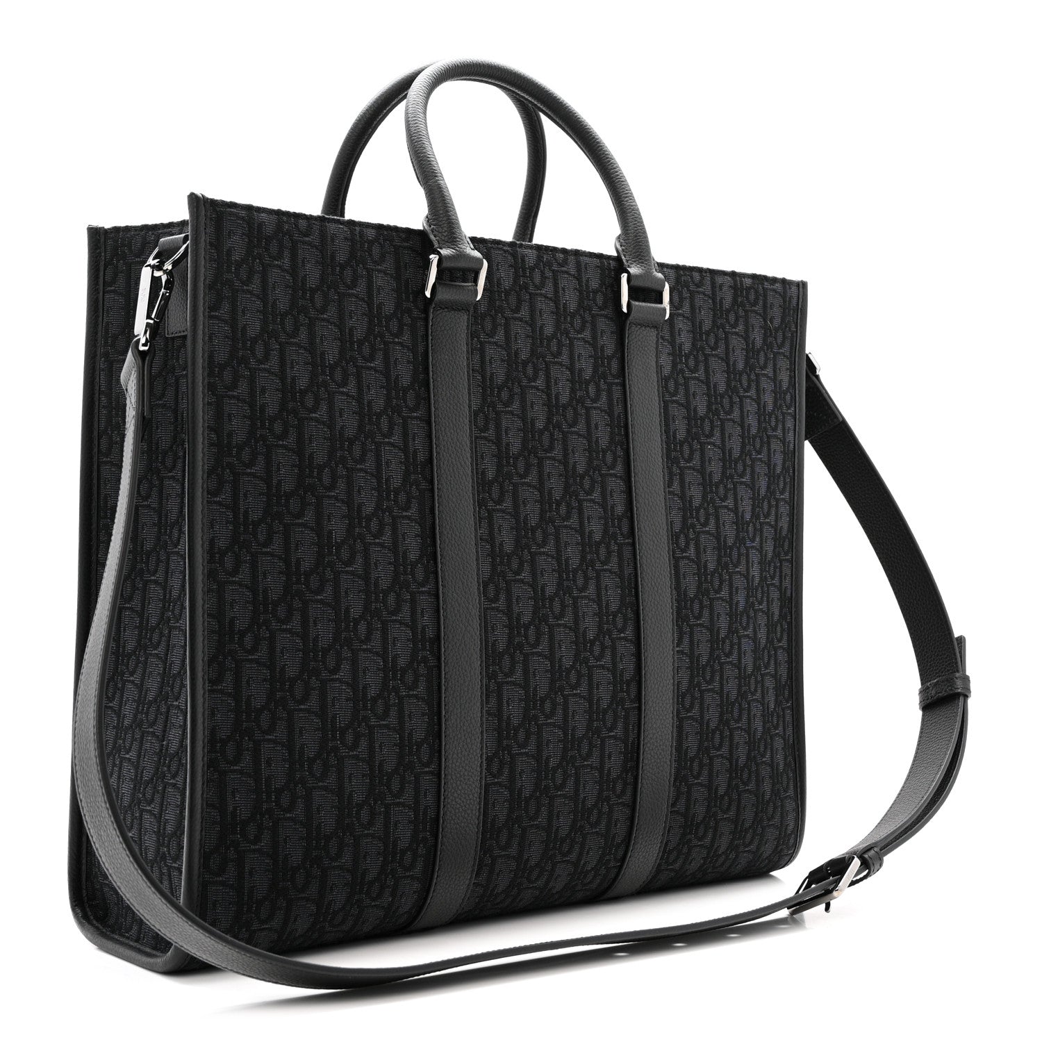 Christian Dior Oblique Grained Calfskin East West Tote Black