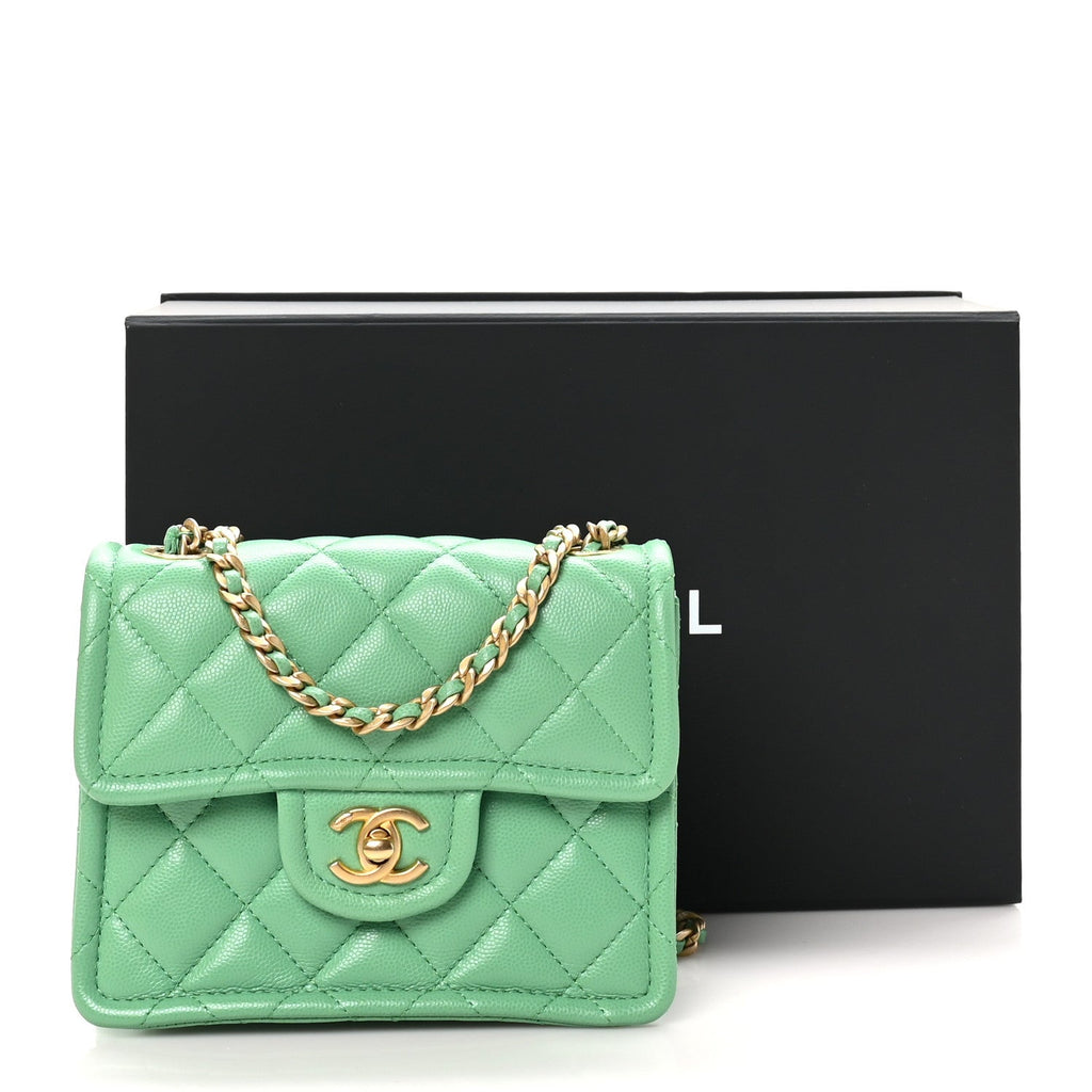 Chanel Caviar Quilted Mini Sweet Classic Flap Green