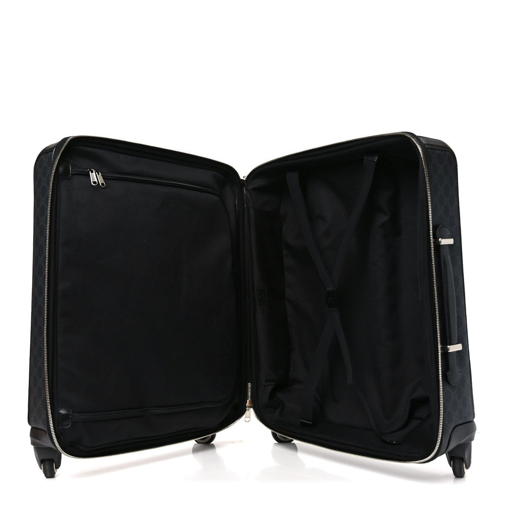 Gucci GG Supreme Monogram Azalea Calfskin Retro Interlocking G Small Savoy Cabin Trolley Black