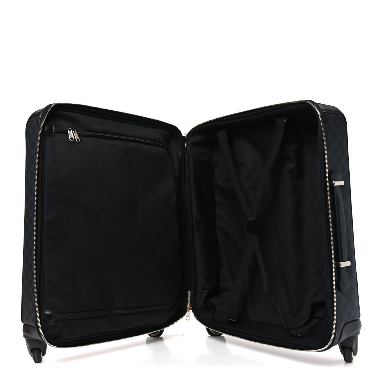 Gucci GG Supreme Monogram Azalea Calfskin Retro Interlocking G Small Savoy Cabin Trolley Black