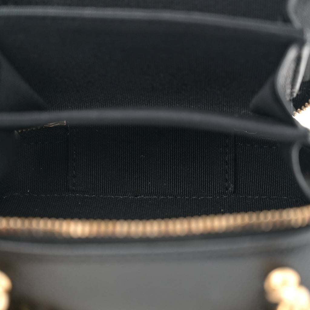 Chanel Caviar Quilted Mini Boy Clutch With Chain Black